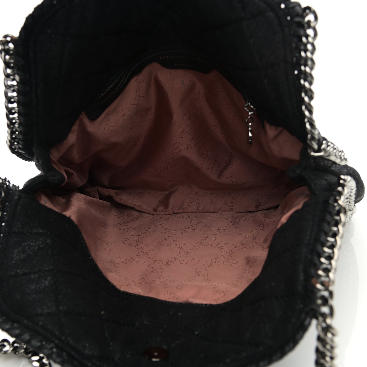 Shaggy Deer Quilted Falabella Fold Over Tote Black