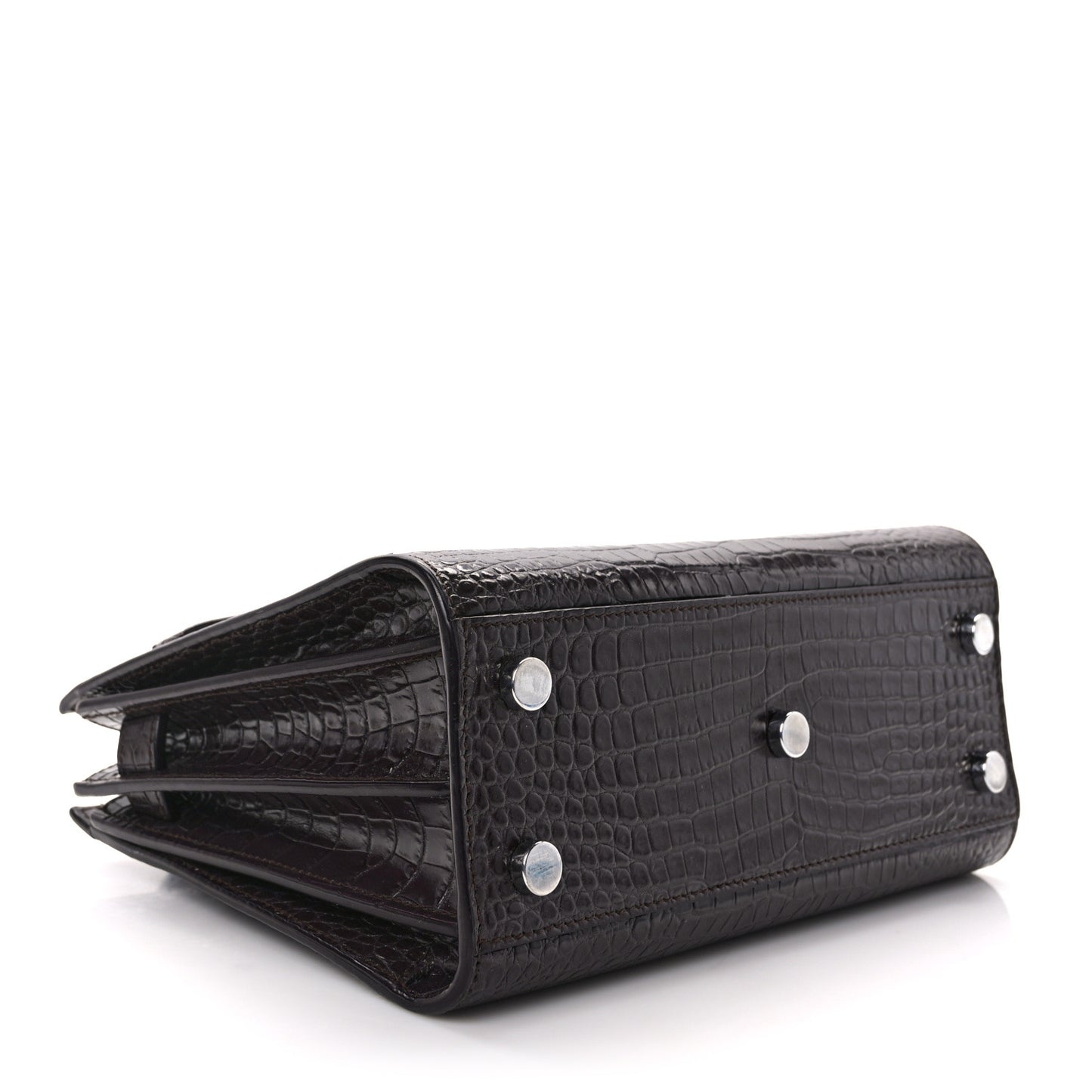 Calfskin Crocodile Embossed Nano Sac De Jour Bordeaux