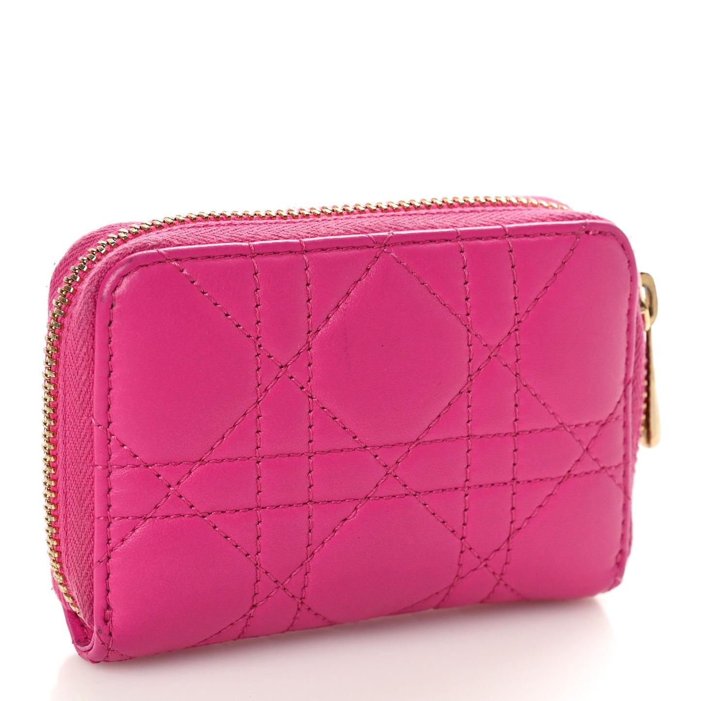 Lambskin Cannage Mini Lady Dior Zip Portemonnaie Rani Pink