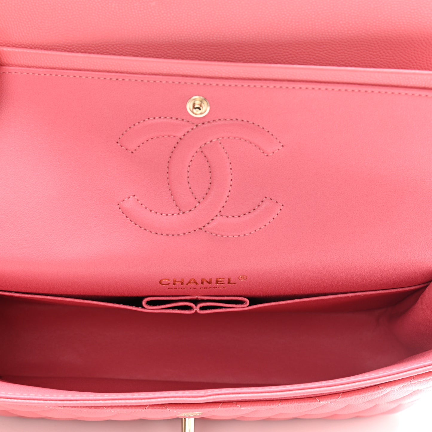 Caviar Quilted Medium Double Flap Pink