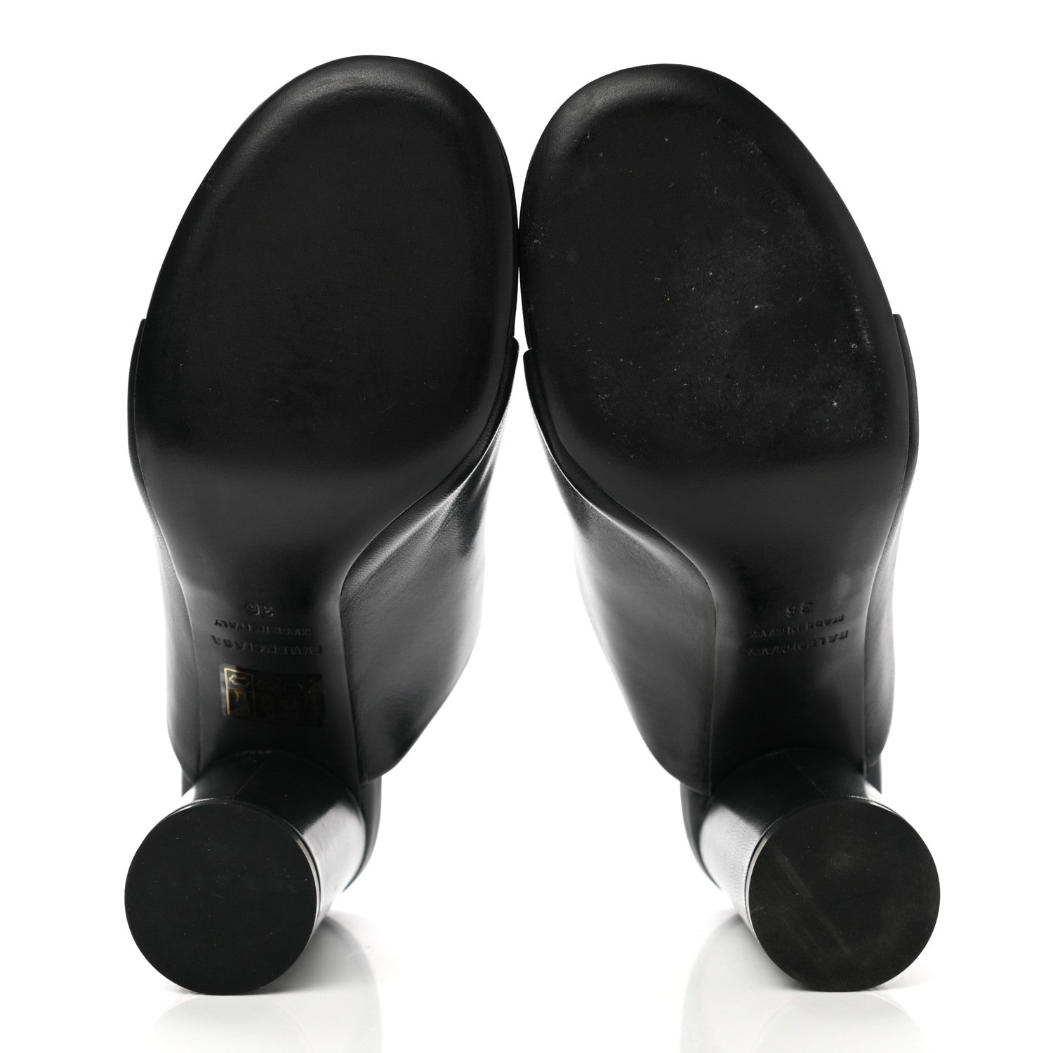 Balenciaga Shiny Sheepskin Oval 90mm Mule Pump 36 Black White 5 of 10
