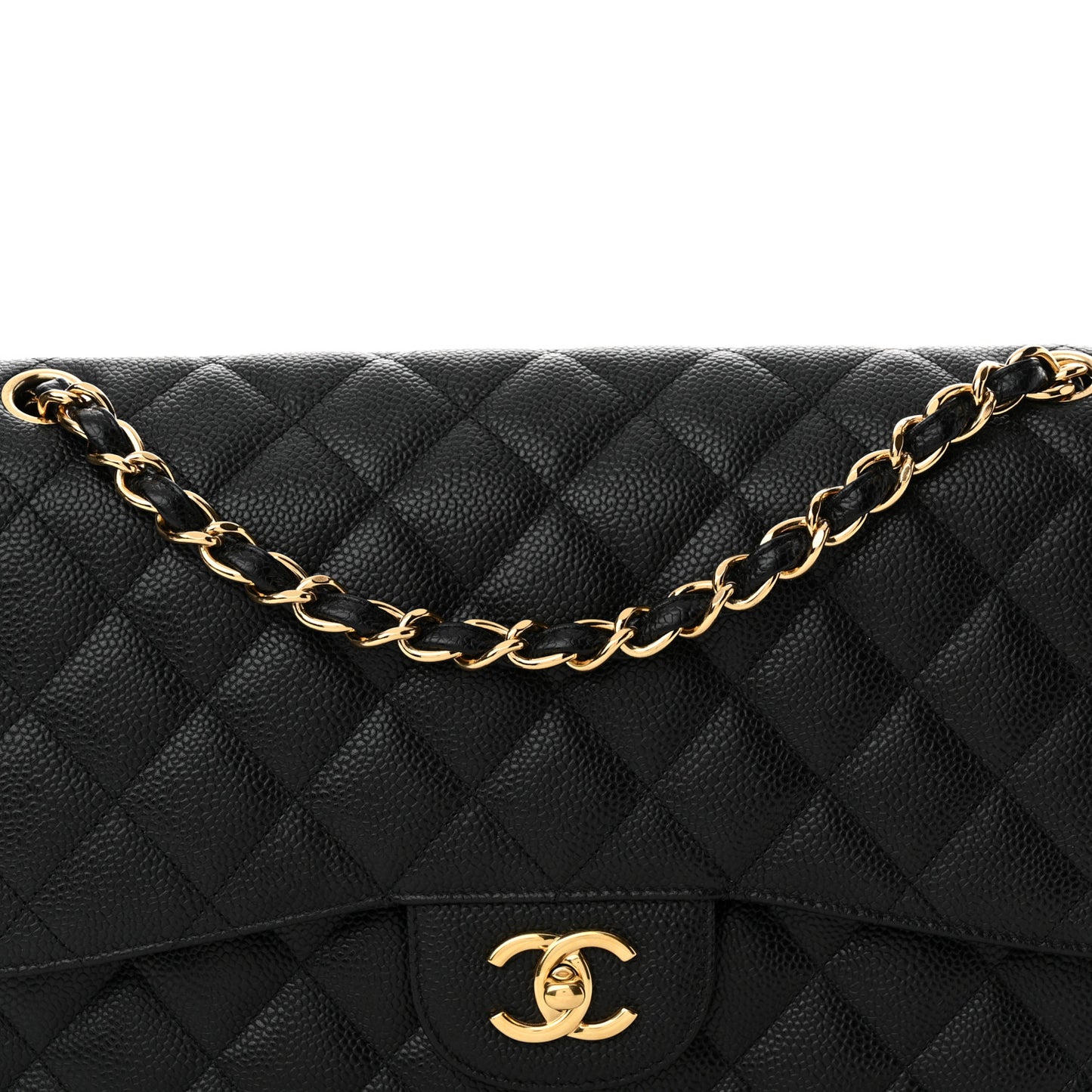 Caviar Quilted Jumbo Double Flap Black