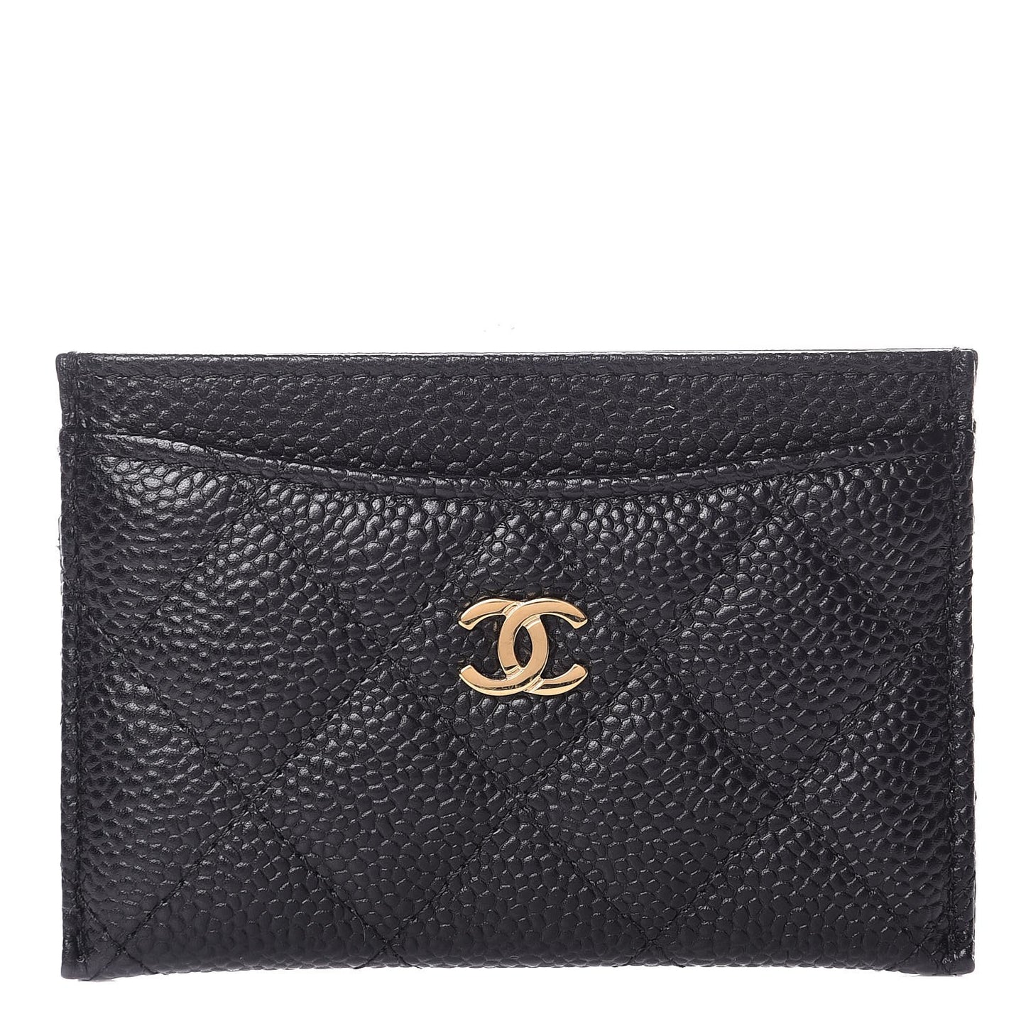 Caviar Quilted Card Holder Black