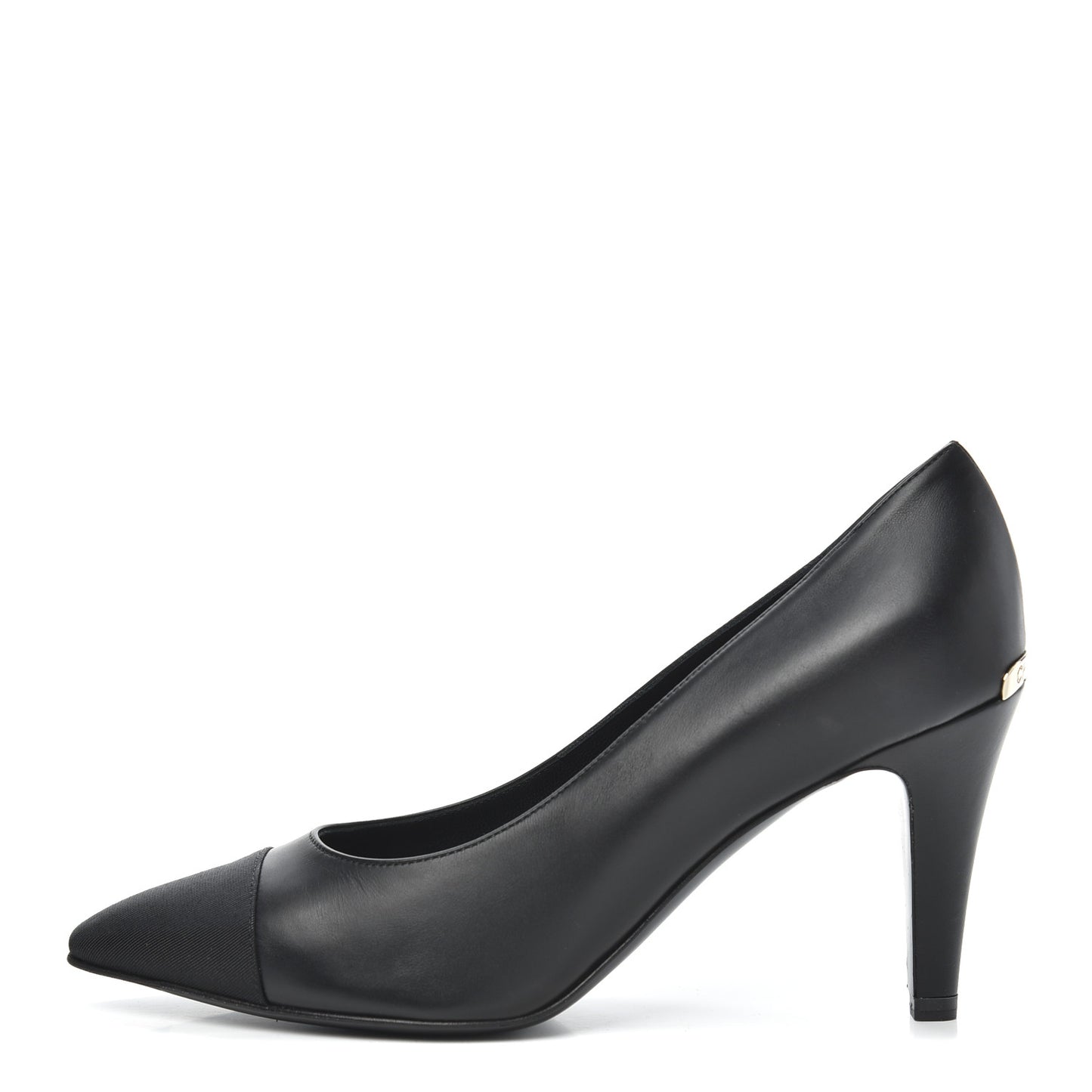 Iridescent Calfskin Grosgrain Cap Toe Pumps 37 Black