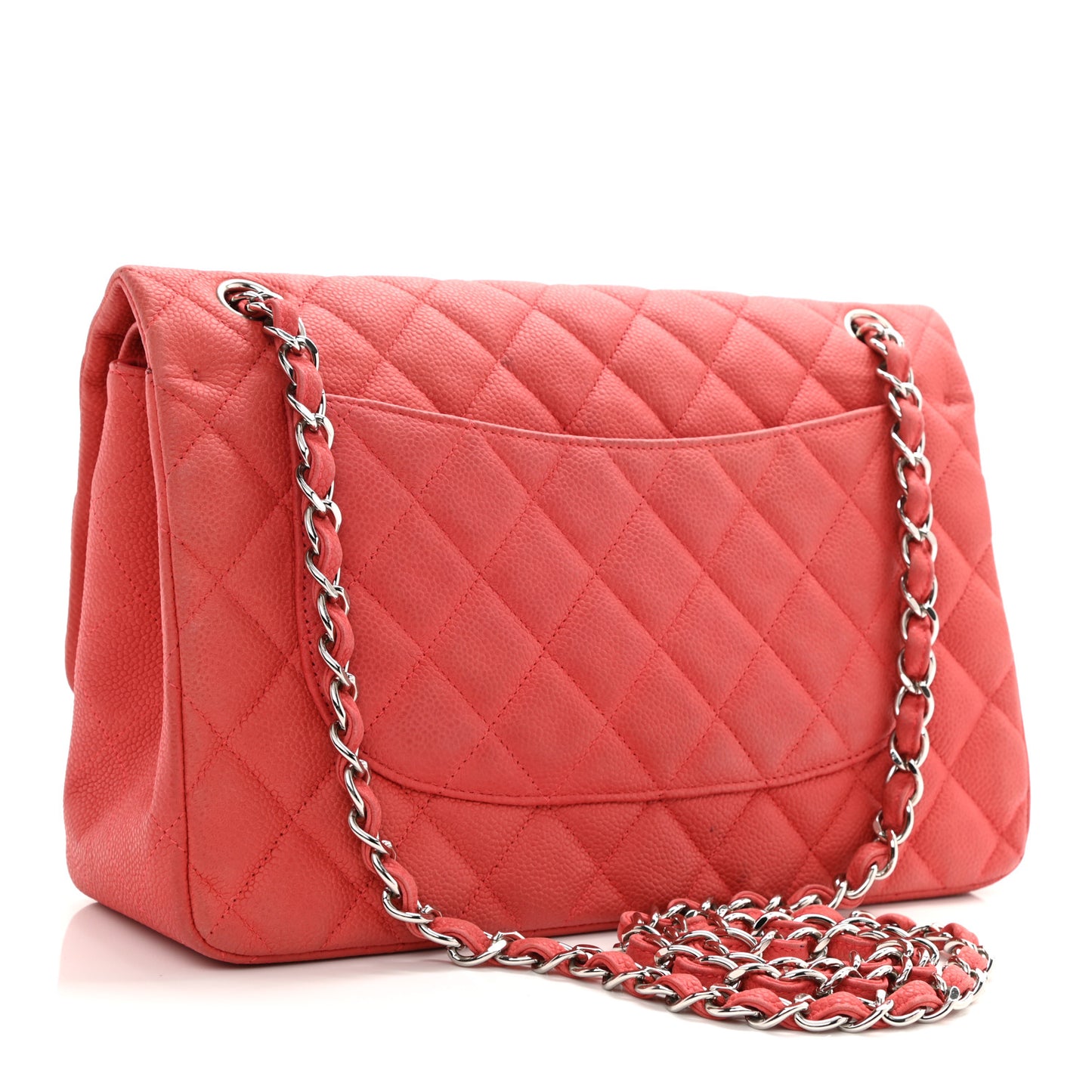 Iridescent Caviar Quilted Jumbo Double Flap Red