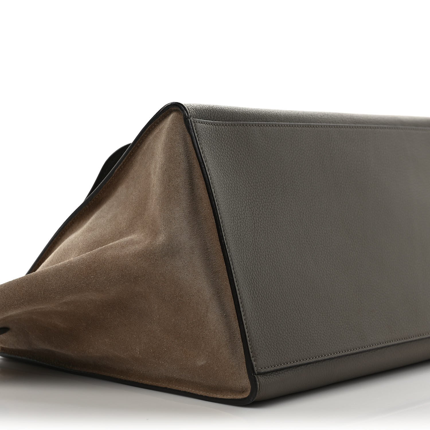 Celine Drummed Calfskin Suede Medium Trapeze Souris 6 of 7