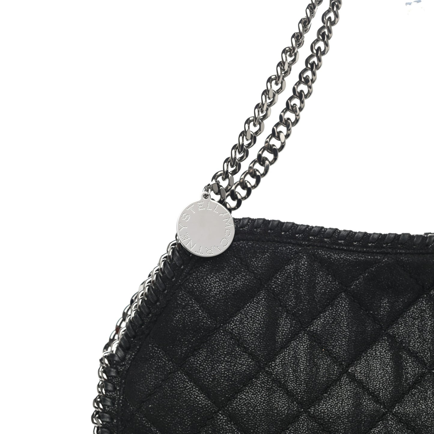 Shaggy Deer Quilted Falabella Fold Over Tote Black
