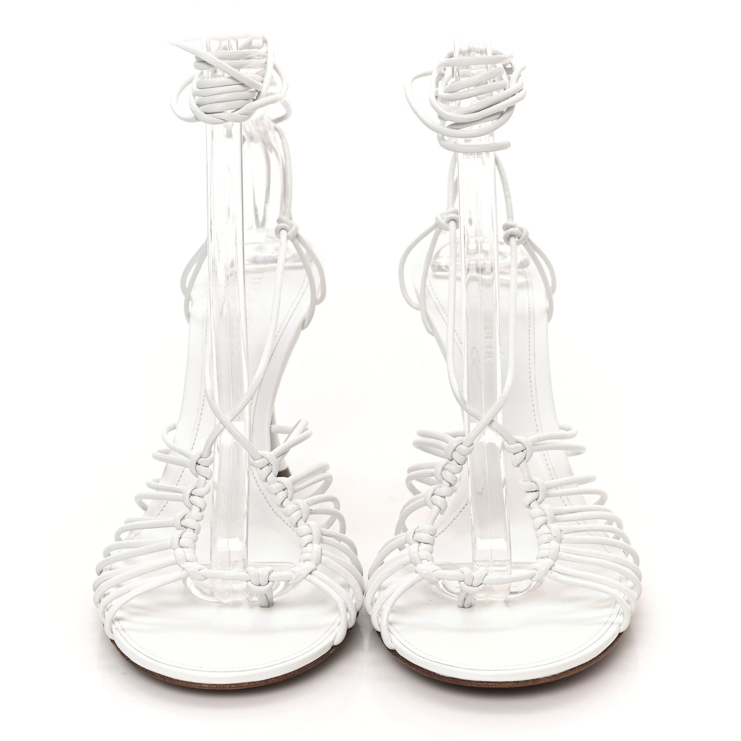 Nappa Dot Ankle Tie Sandals 37 White