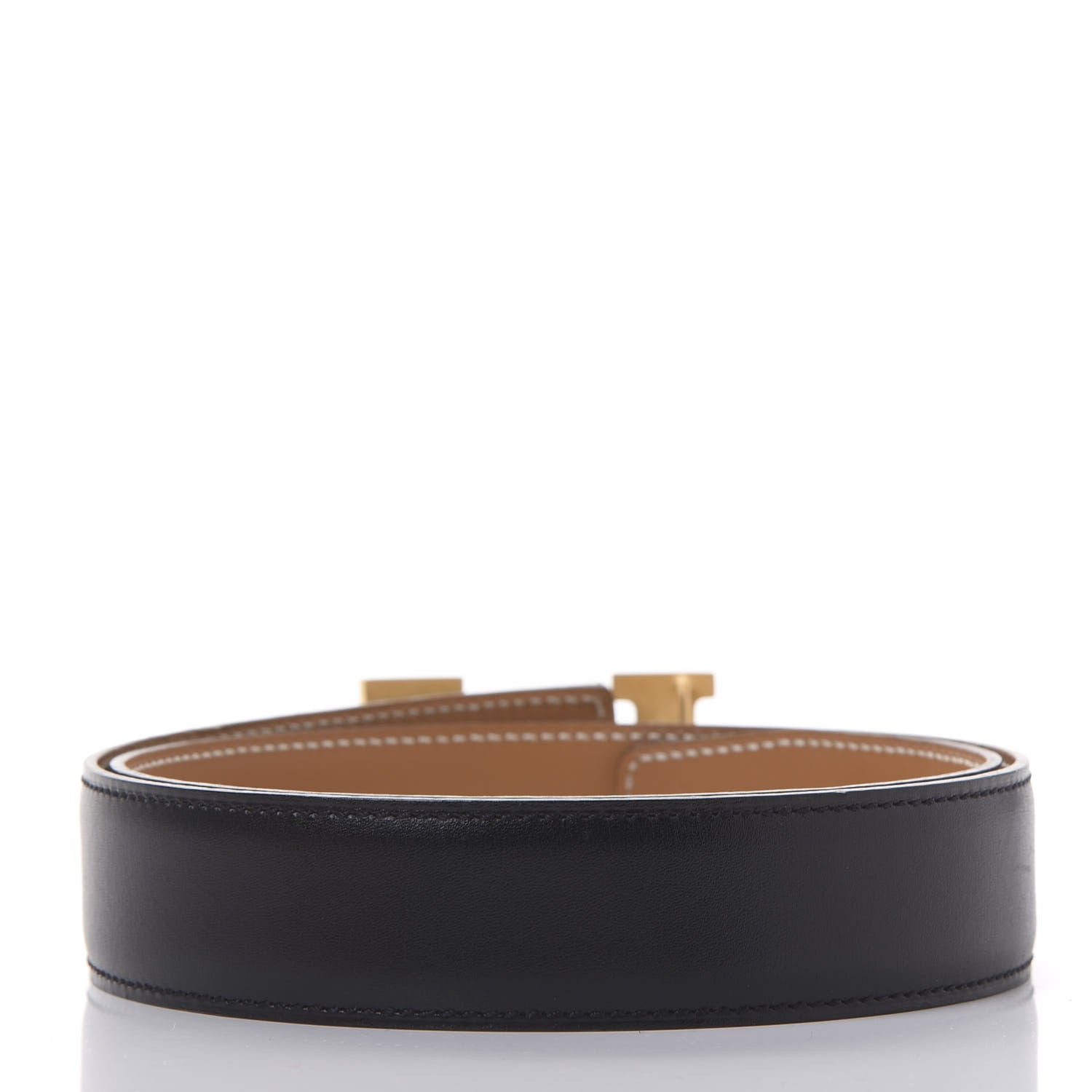 Hermes Box Chamonix 32mm H Belt 70 Black Gold 2 of 7