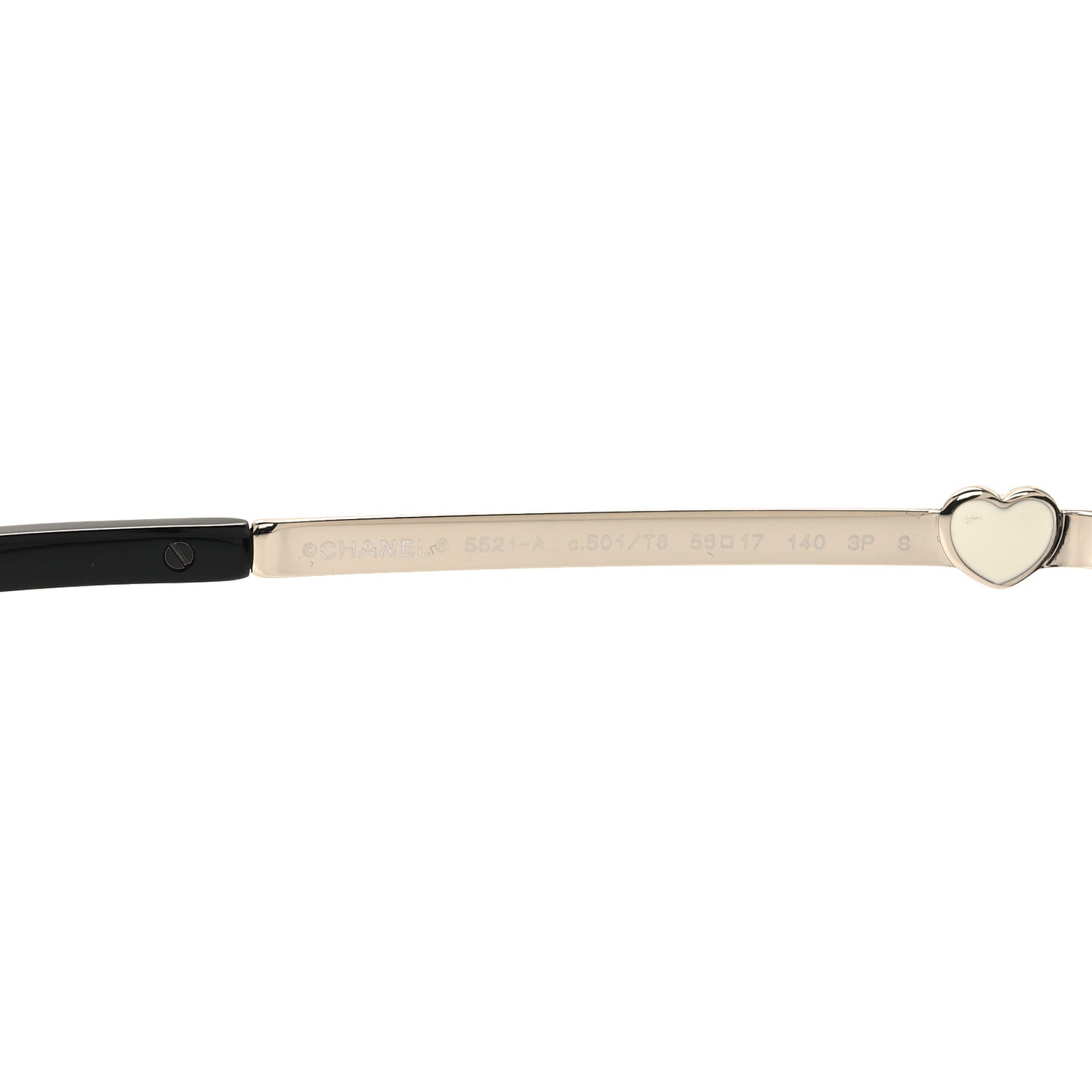 Acetate Polarized Square CC Heart Sunglasses 5521-A Black White