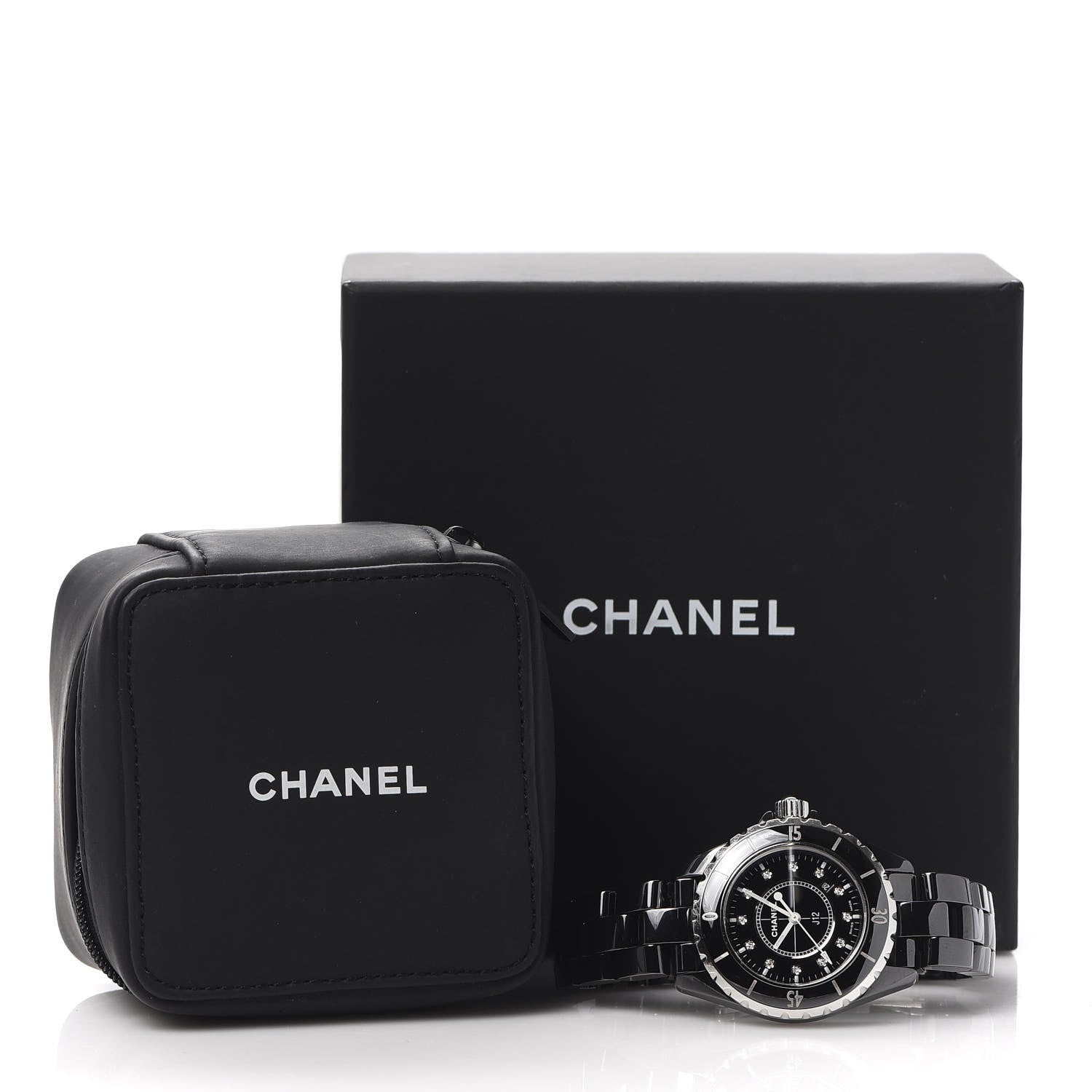 Chanel Stainless Steel Ceramic Diamond 33mm J12 Quartz Watch Black 7 of 7