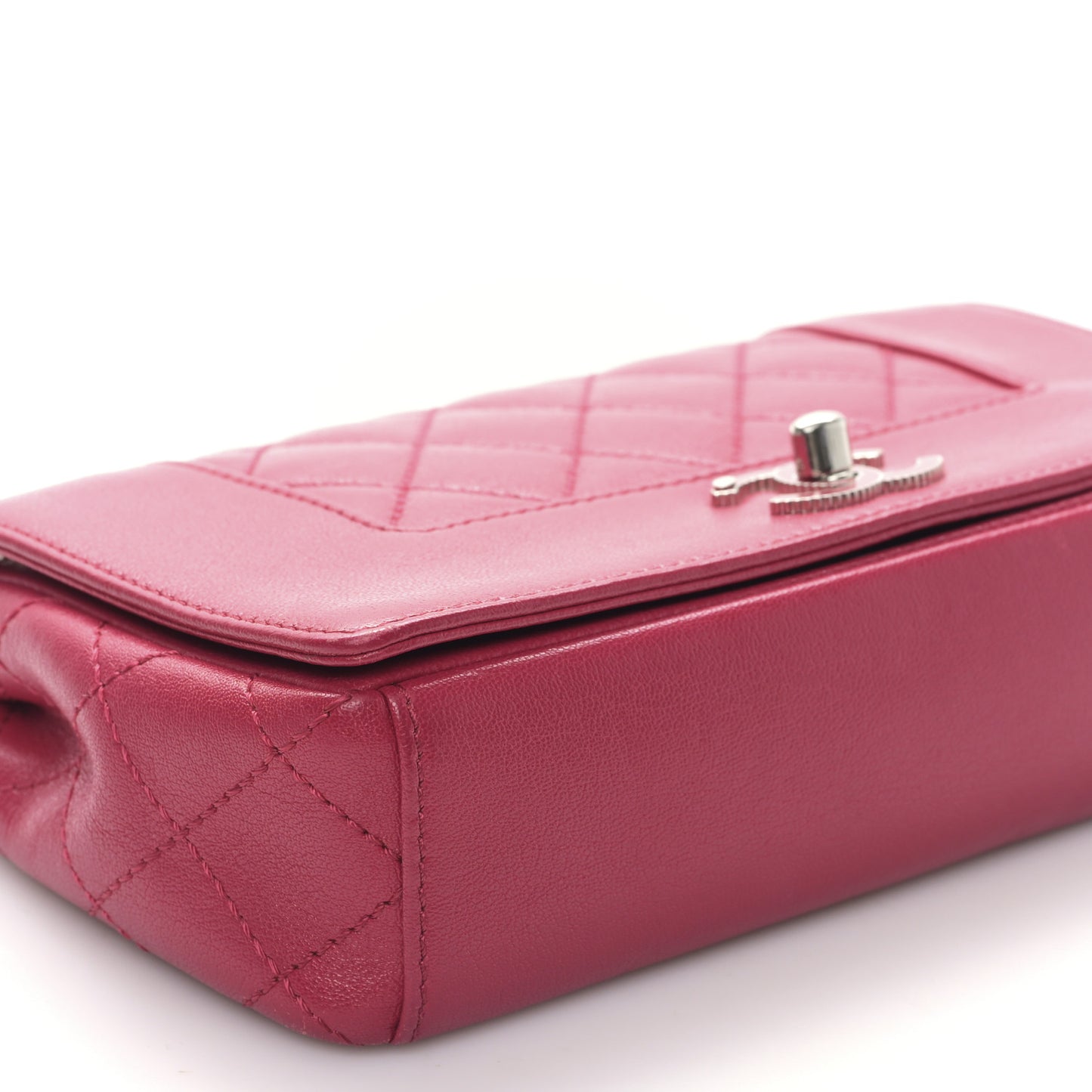 Iridescent Sheepskin Quilted Small Vintage Mademoiselle Flap Dark Pink