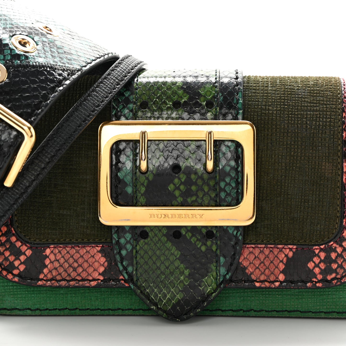 Suede Watersnake Print Small Madison Buckle Bag Multicolor