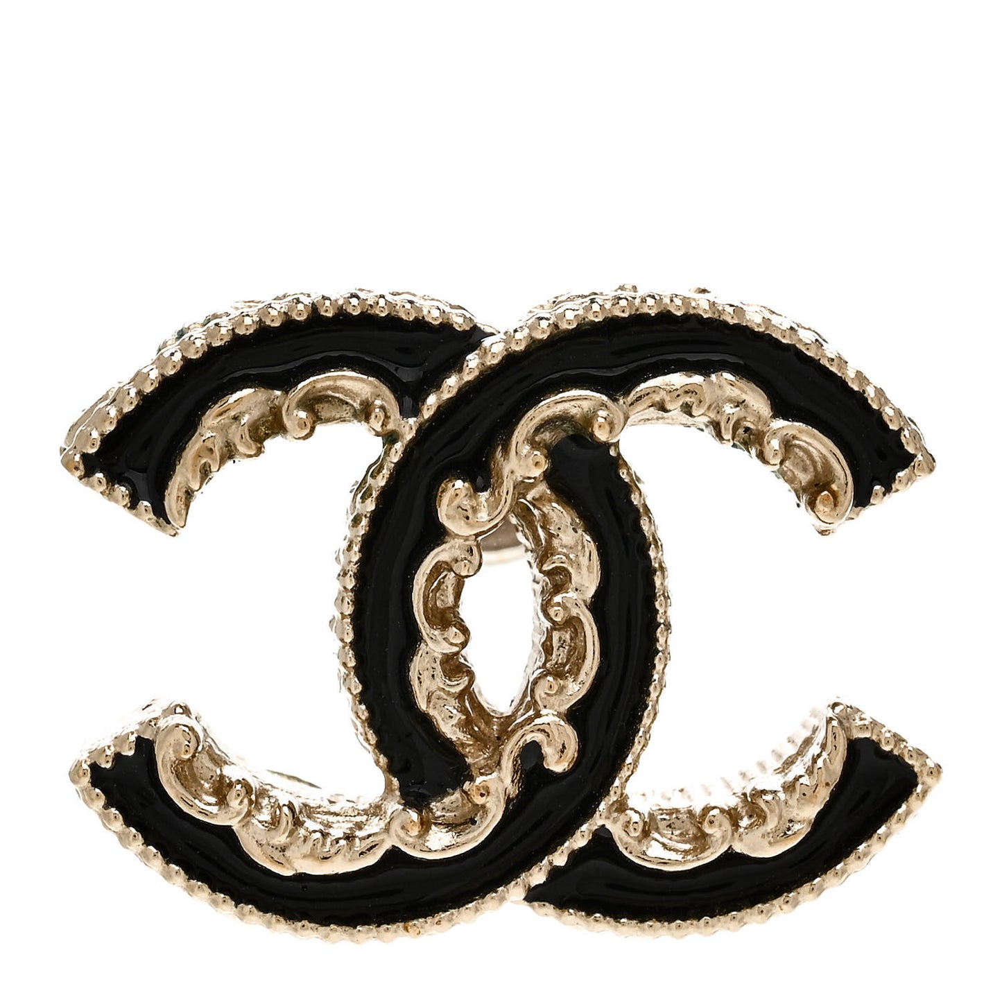 Enamel CC Baroque Earring Black Gold