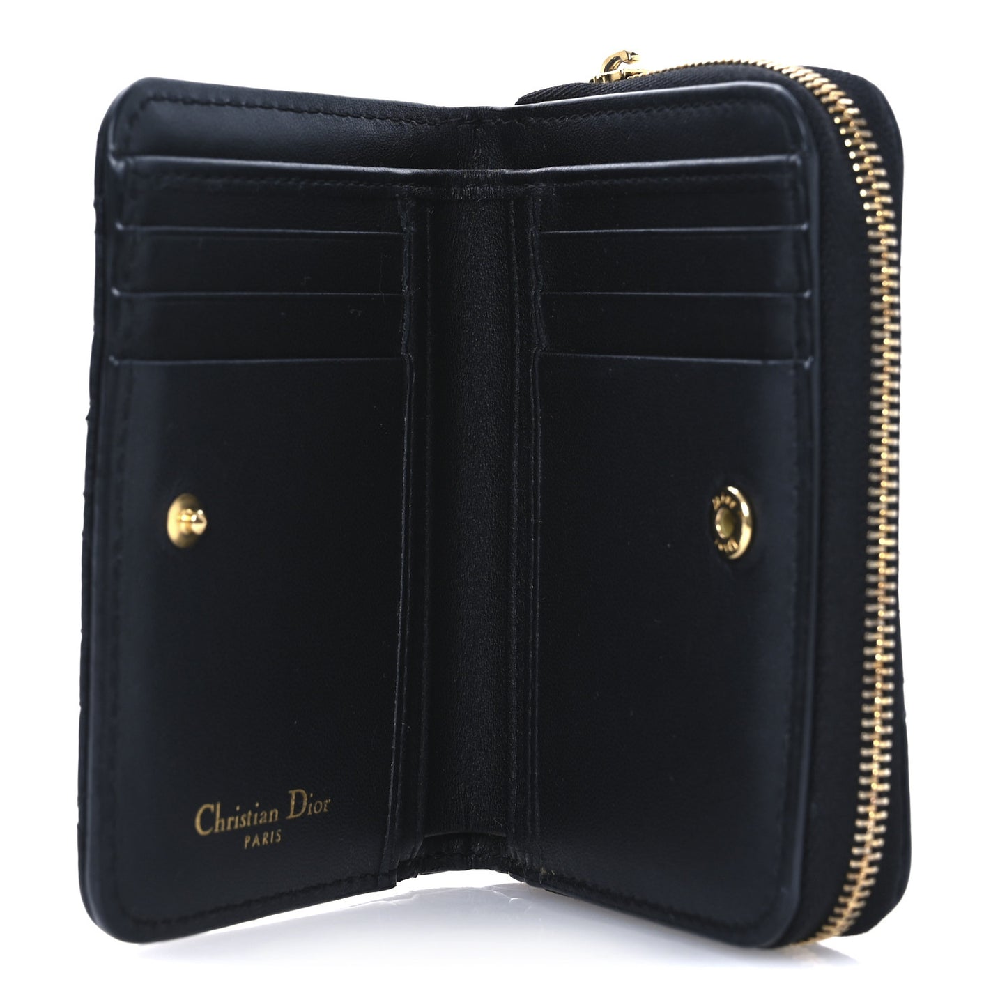 Grained Calfskin Supple Cannage Caro Scarlet Zipped Wallet Black