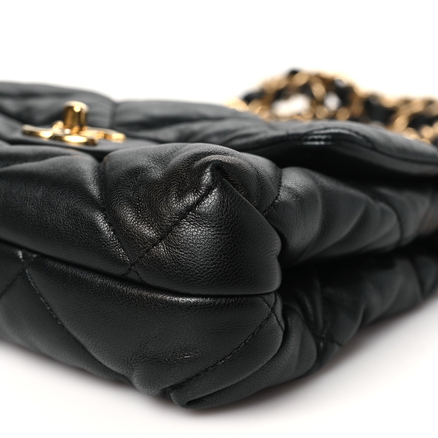 Lambskin Quilted Small Chain Top Handle Flap Black