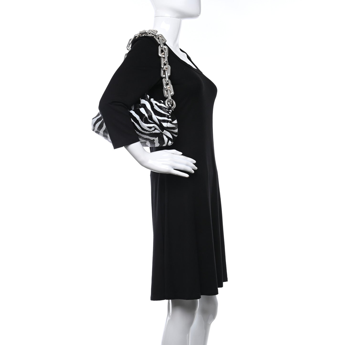 Nappa Zebra Print The Pouch Chain White Black