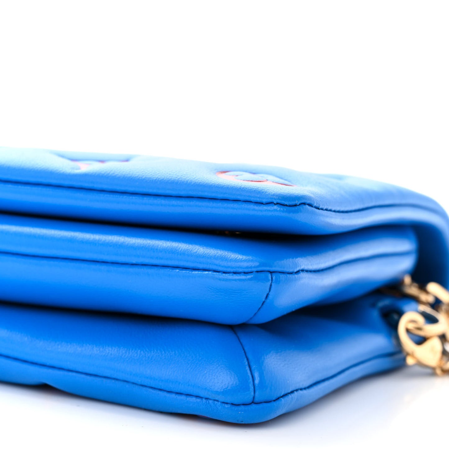 Lambskin Embossed Monogram Vuittamins Pochette Coussin Blue Red