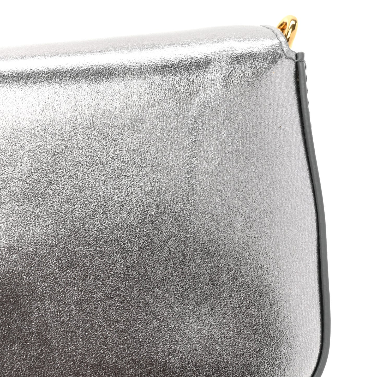Metallic Nappa Mini DG Girls Shoulder Bag Silver