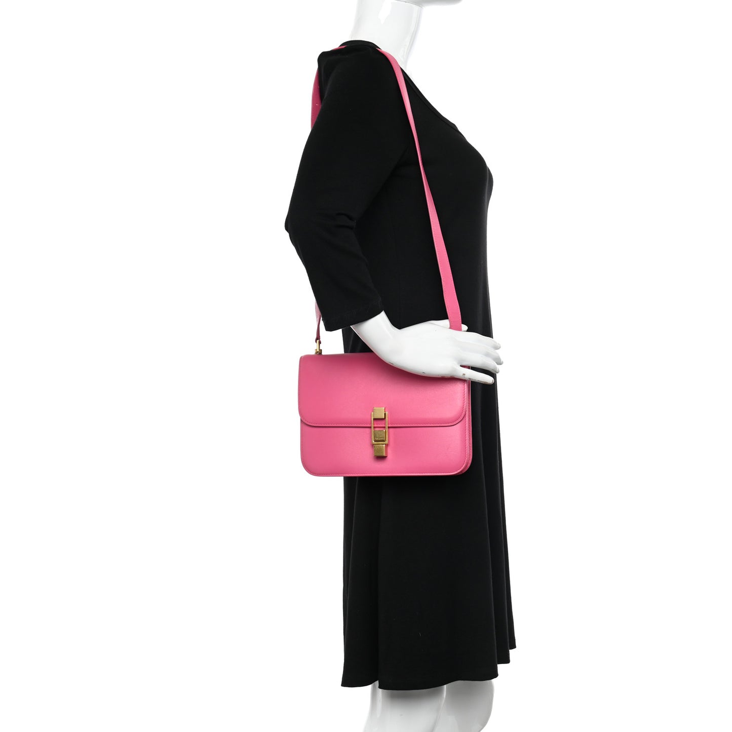 Smooth Calfskin Le Carre Shoulder Bag Pink