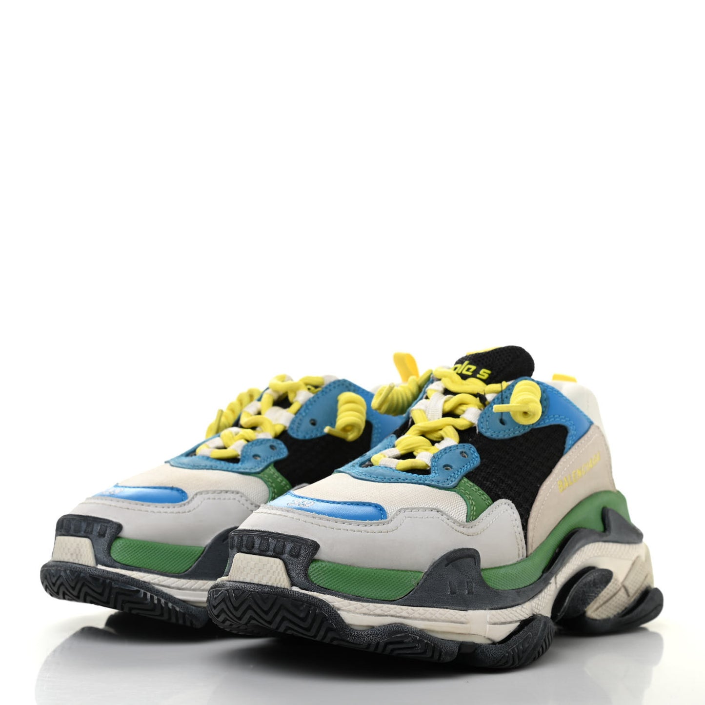 Fabric Mesh Nappa Mens Triple S Sneakers 39 Bleu White Vert Jaune