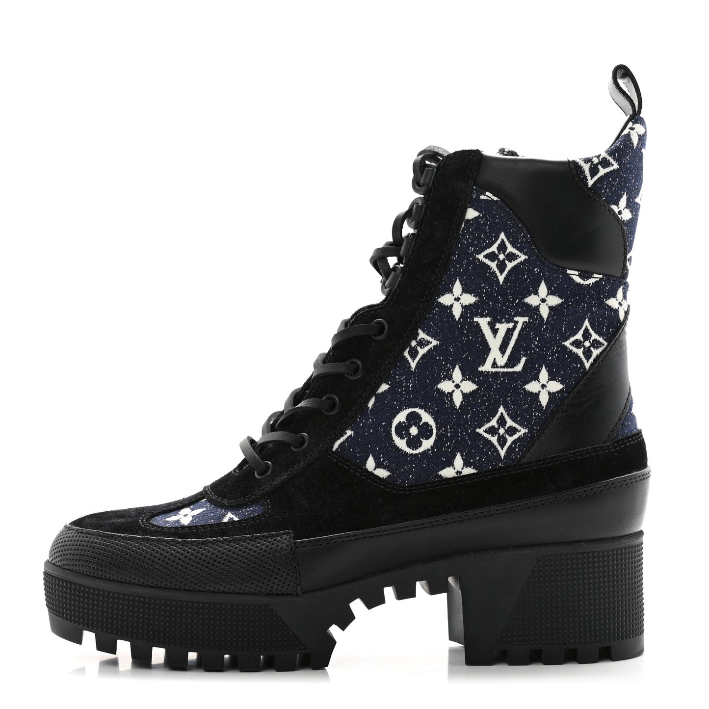 Calfskin Monogram Denim Laureate Platform Desert Boots 40 Grey