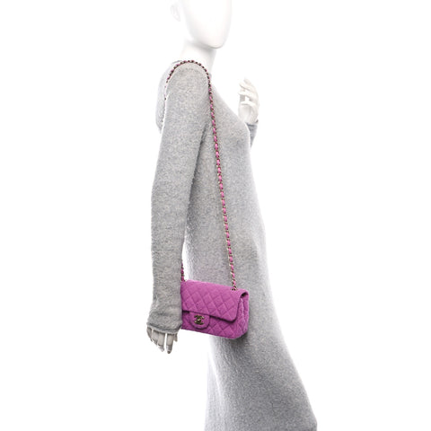 Tweed Quilted Mini Rectangular Flap Purple