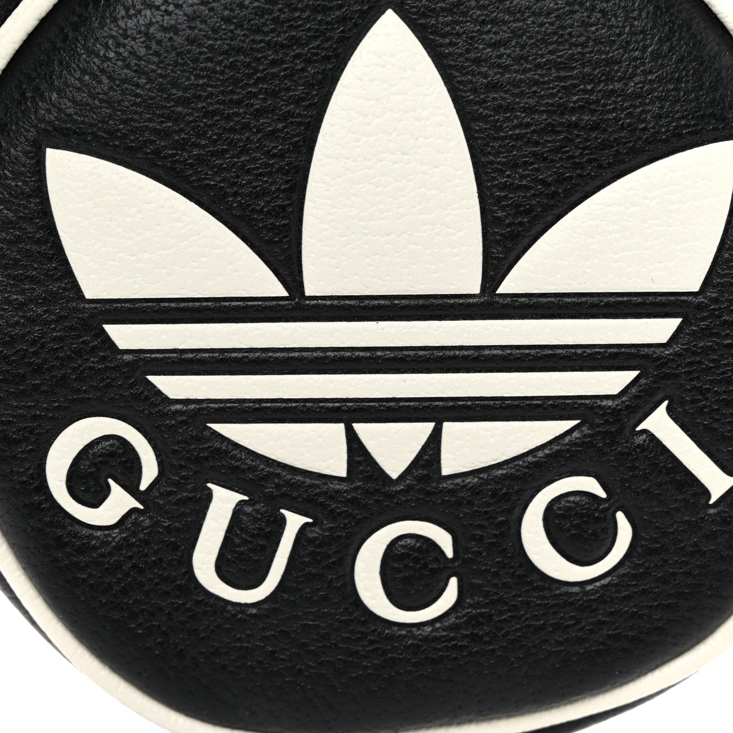 Gucci X ADIDAS Textured Dollar Calfskin Web Trefoil Mini Pouch Set Shoulder Bag Black Off White 11 of 14