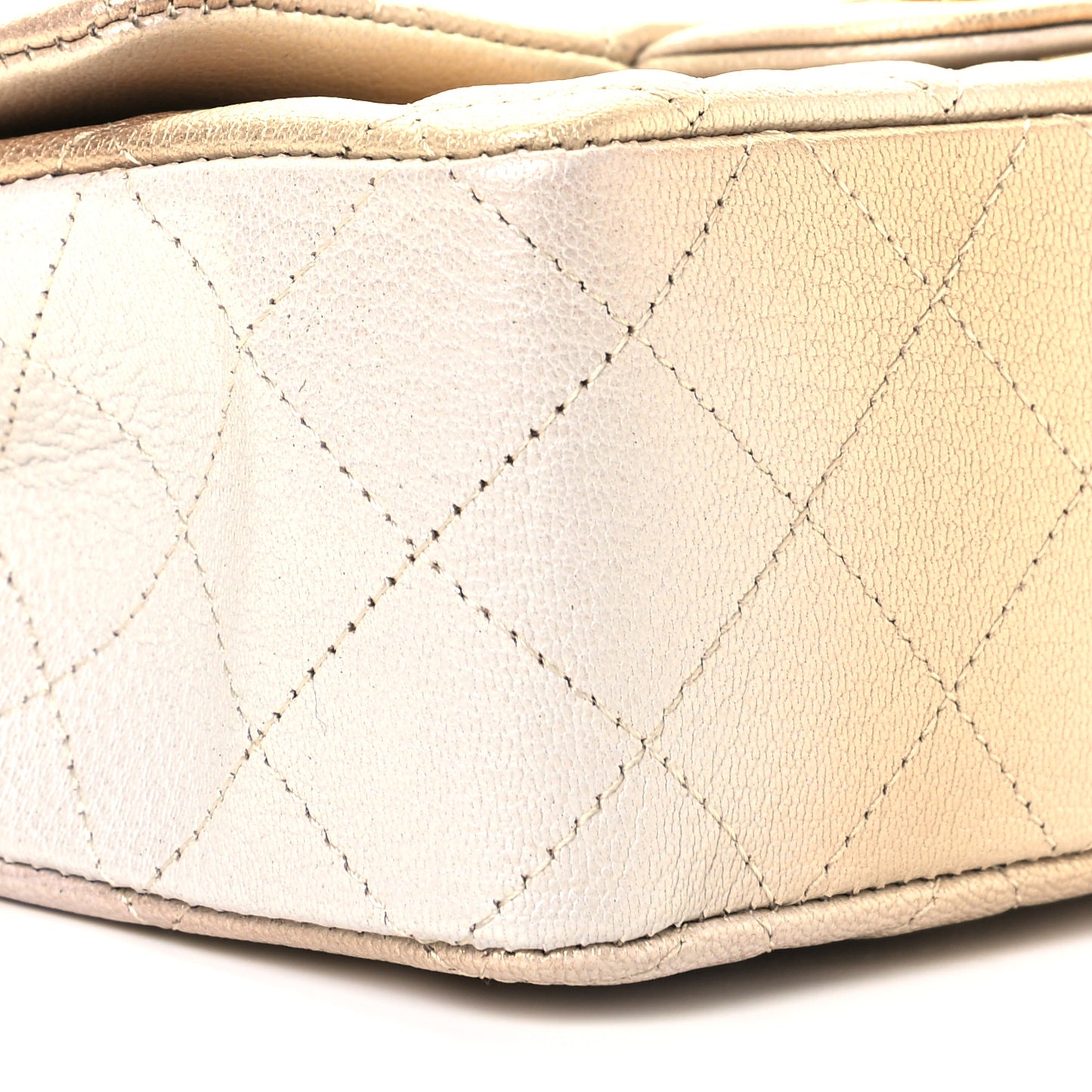 Metallic Goatskin Quilted Mini Rectangular Flap Gold