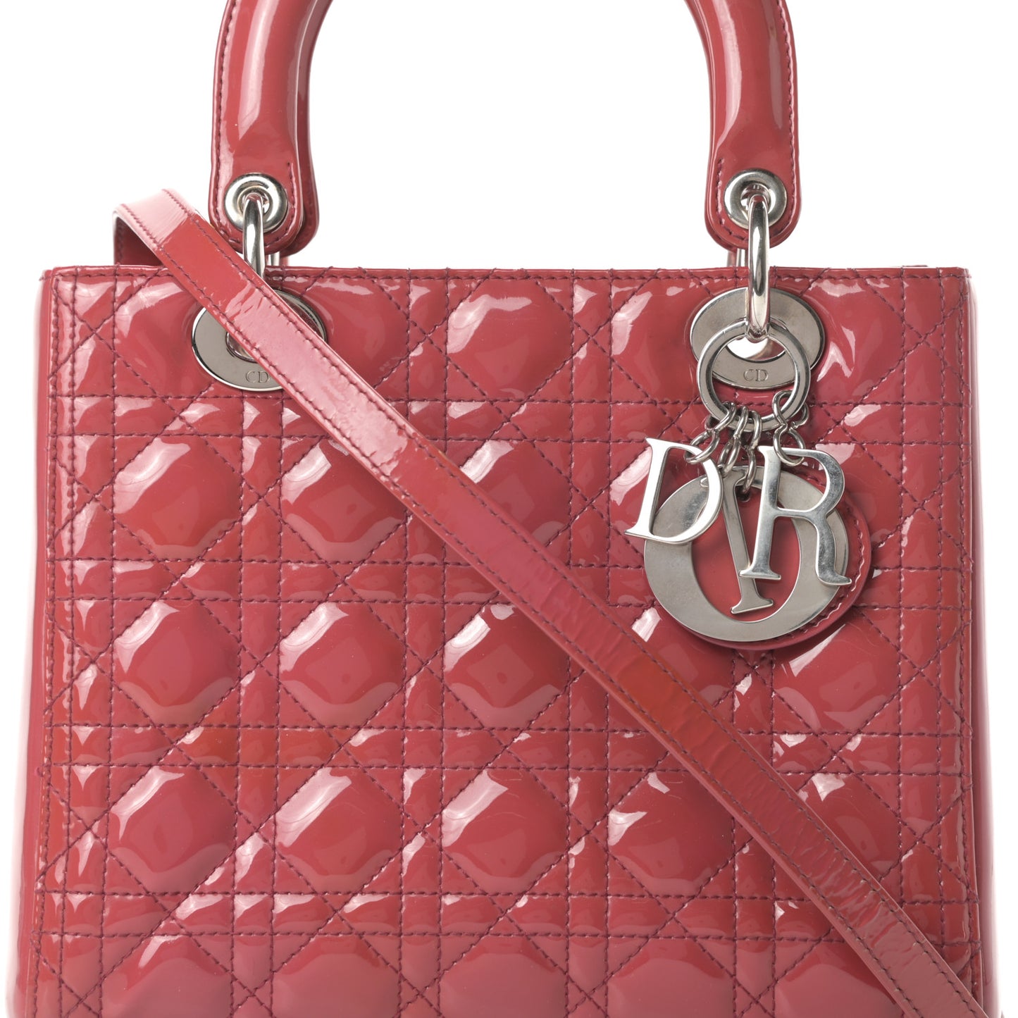 Patent Cannage Medium Lady Dior Dark Pink