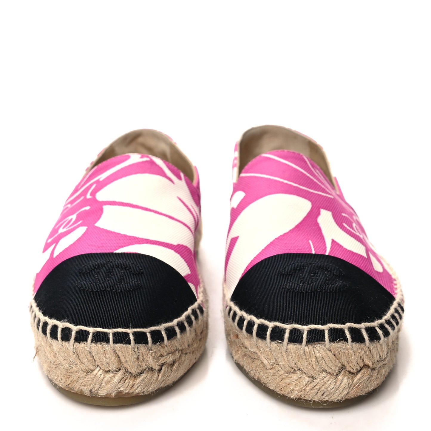 Cotton Grosgrain Espadrilles 36 Pink Ecru Black