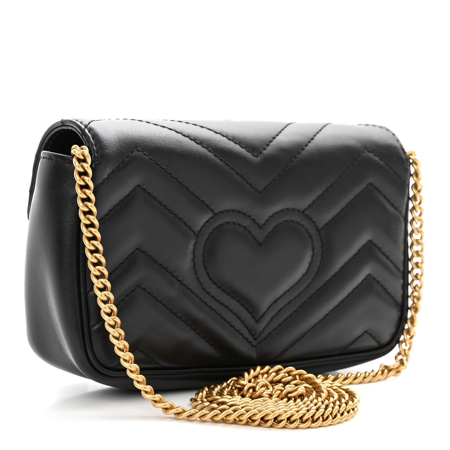 Calfskin Matelasse Super Mini GG Marmont Shoulder Bag Black
