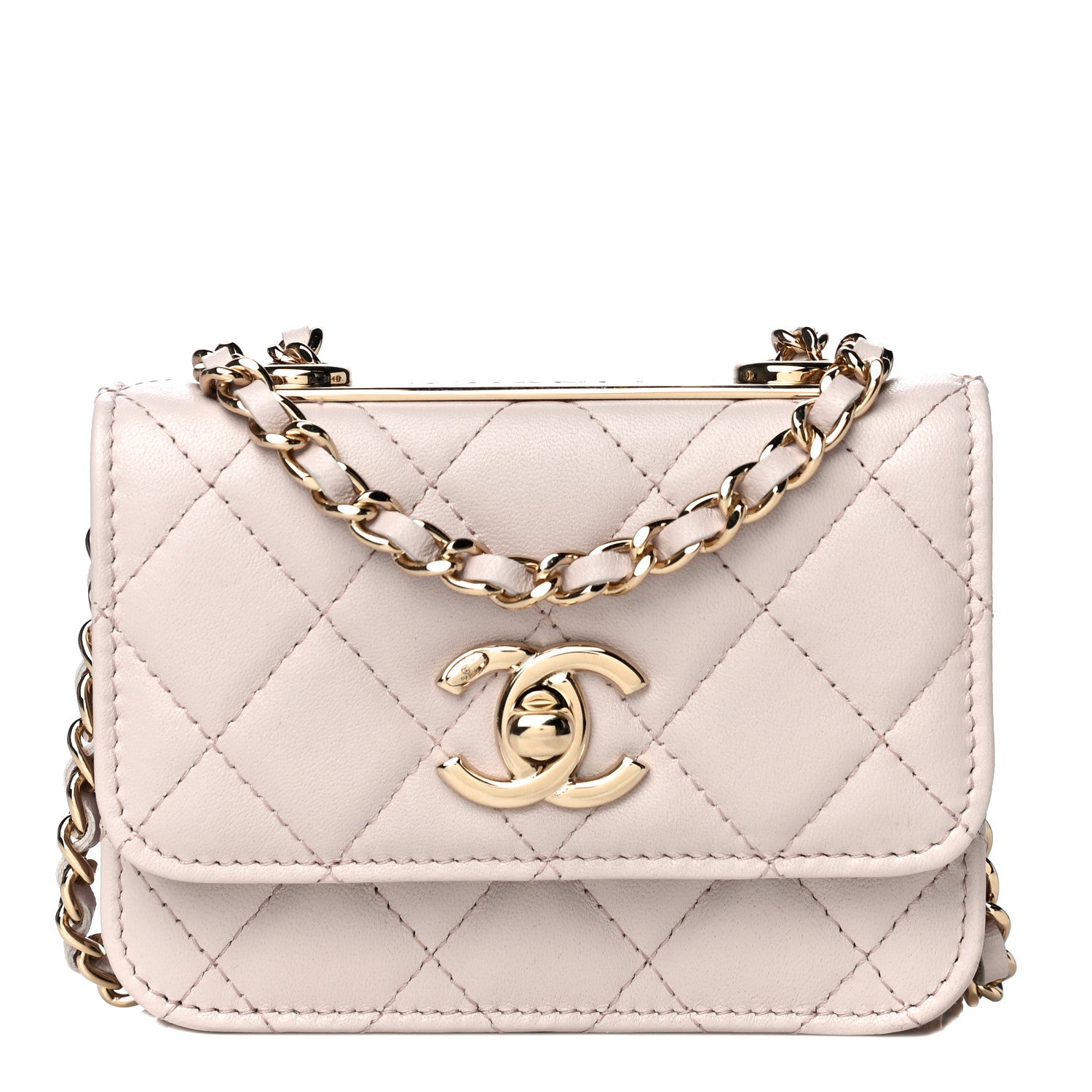 Chanel Lambskin Quilted Trendy CC Card Holder On Chain Light Pink 1 of 12