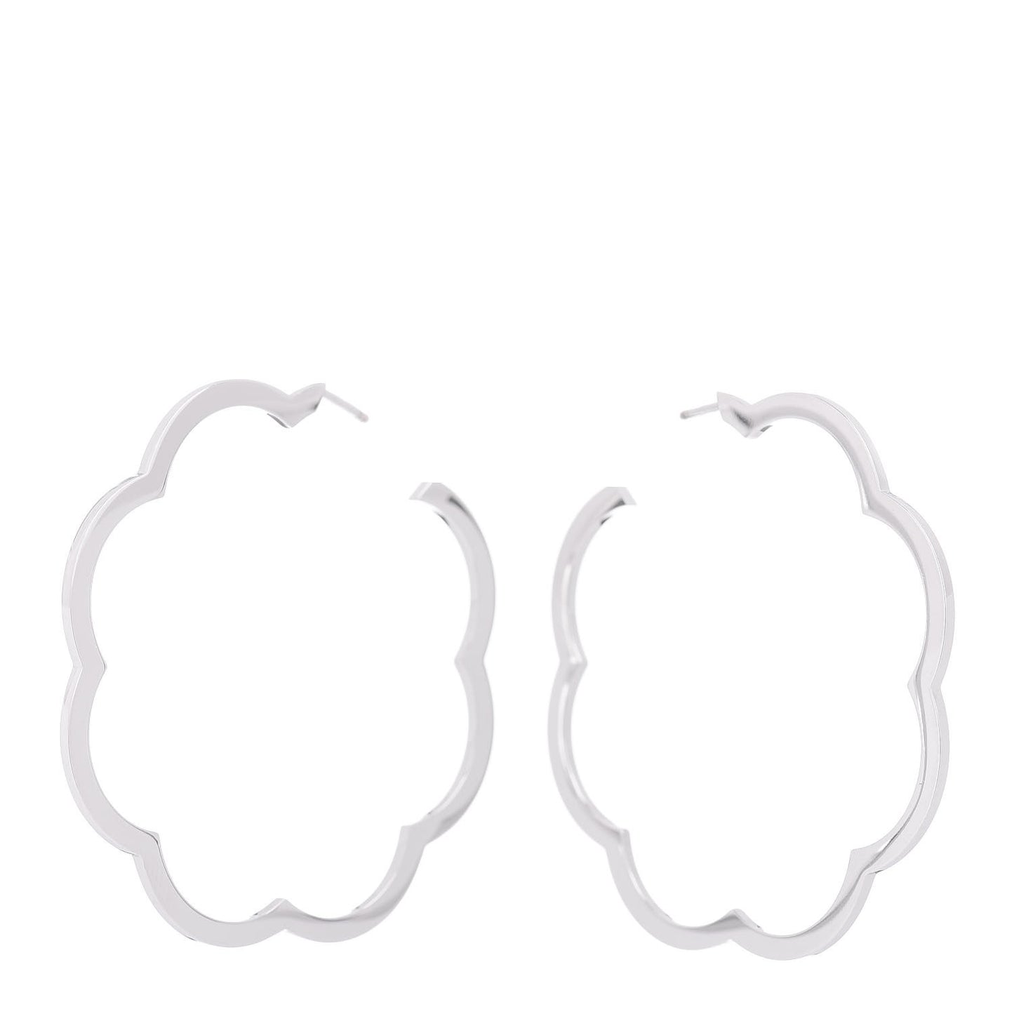 18K White Gold Large Profil de Camelia Hoop Earrings