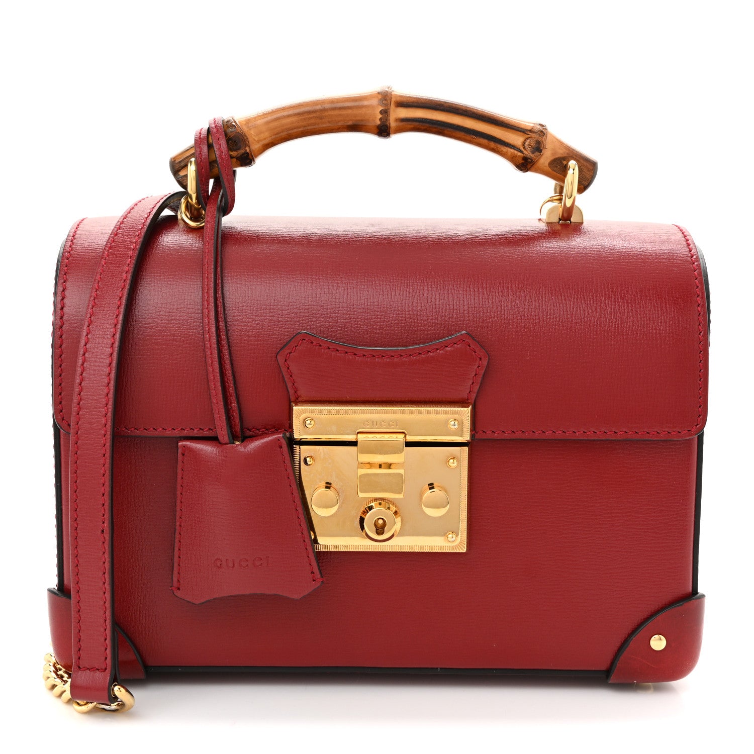 GUCCI バッグ Gucci Azalea Calfskin Small Padlock Bamboo Shoulder Bag Romantic