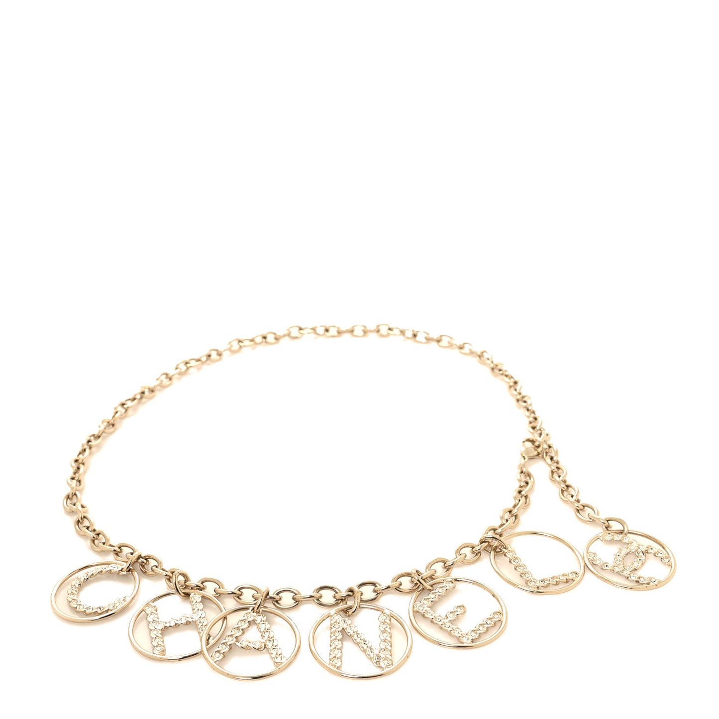 Metal Strass Crystal Chain Logo Belt Gold