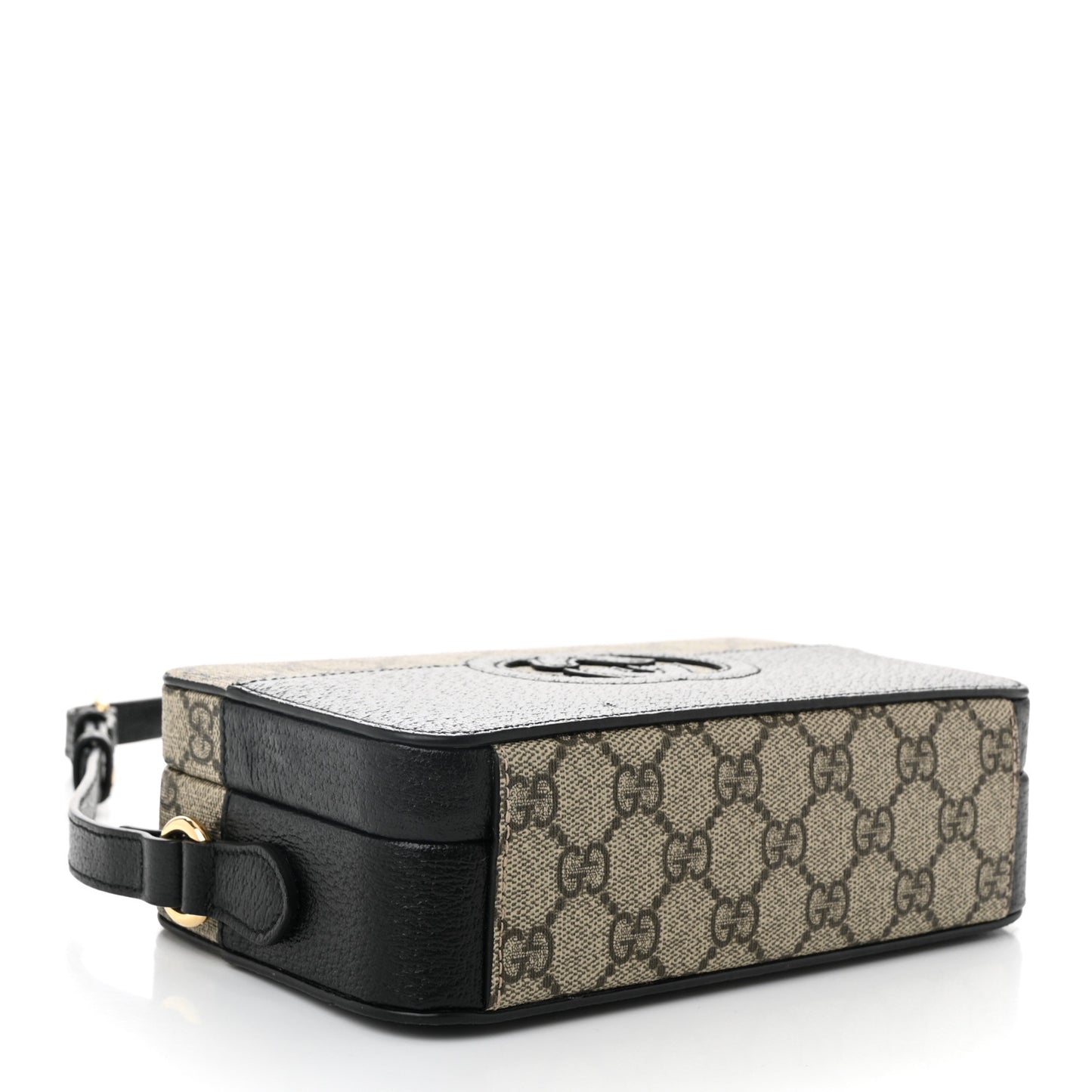 GG Supreme Monogram Textured Dollar Calfskin Mini New Basket Shoulder Bag Beige Ebony Black