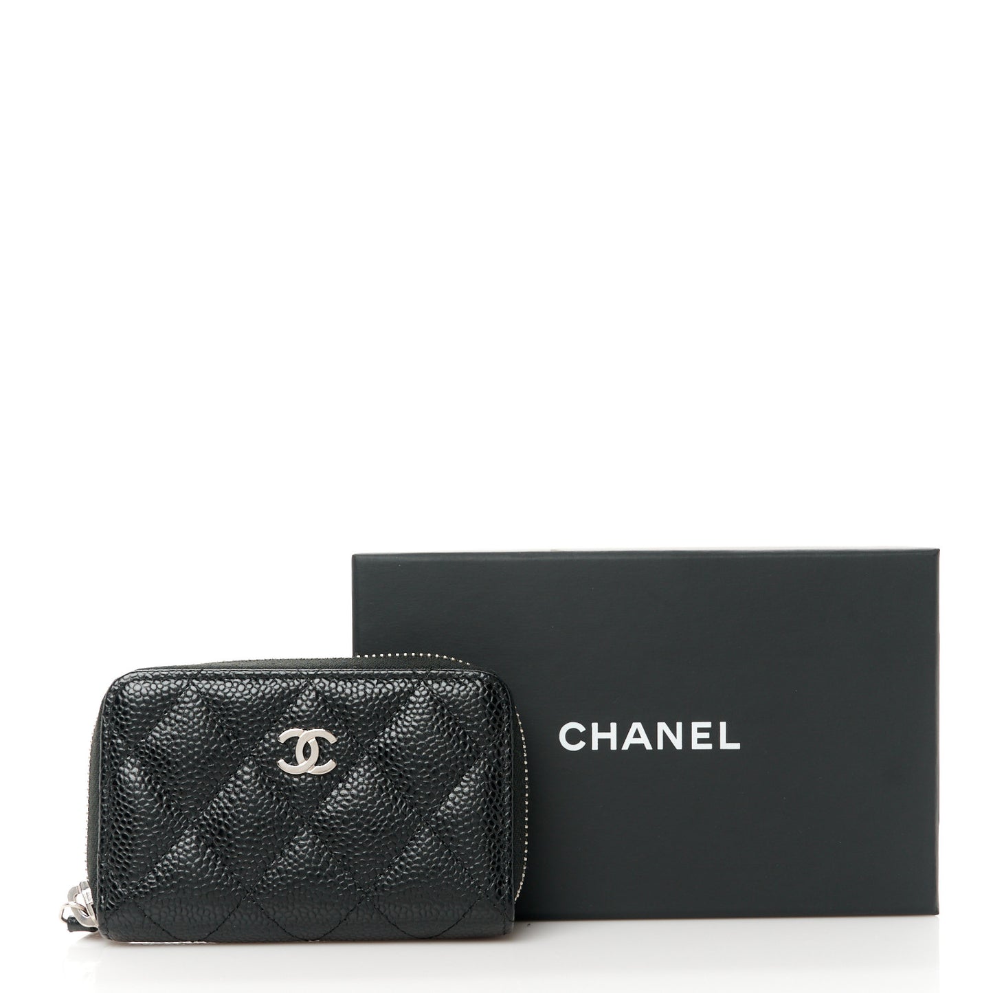 Caviar Quilted Zip Coin Purse Black
