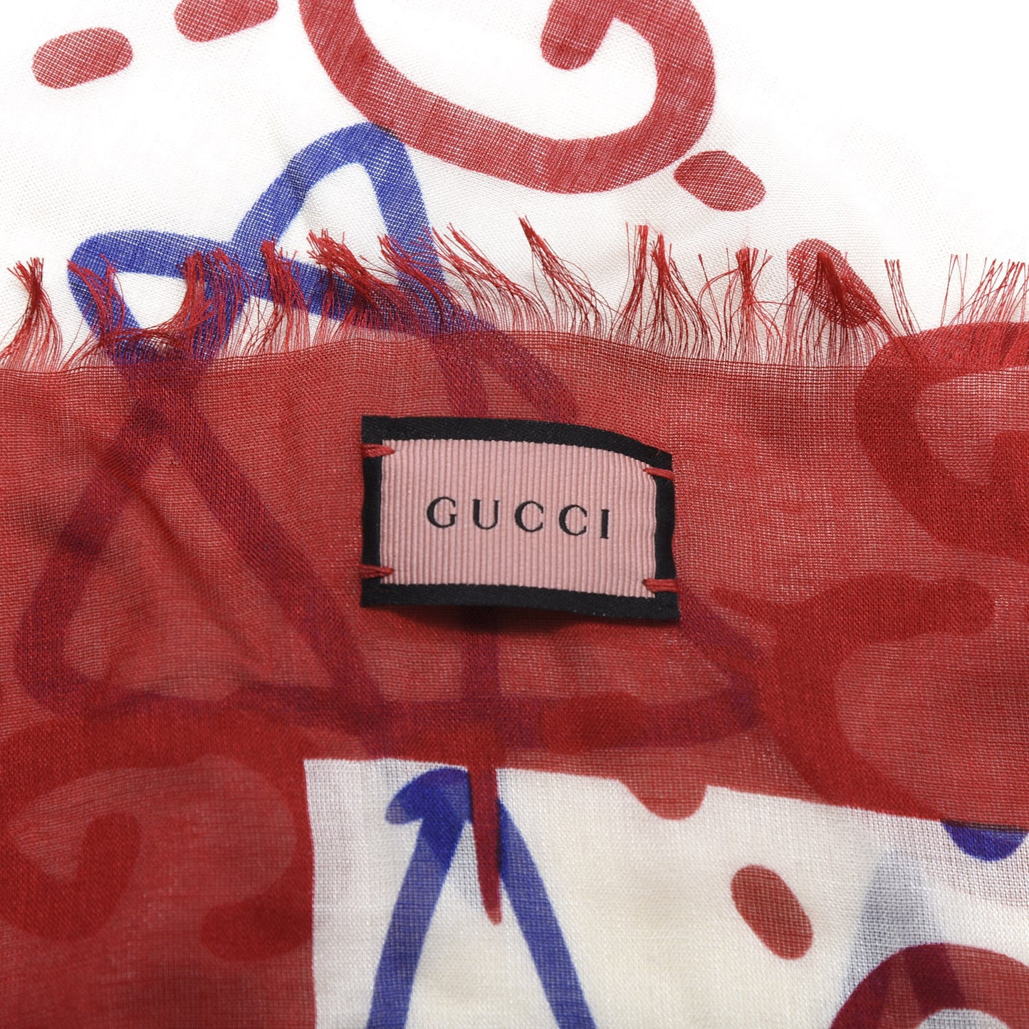 Modal Silk GucciGhost Print Shawl Red Multicolor