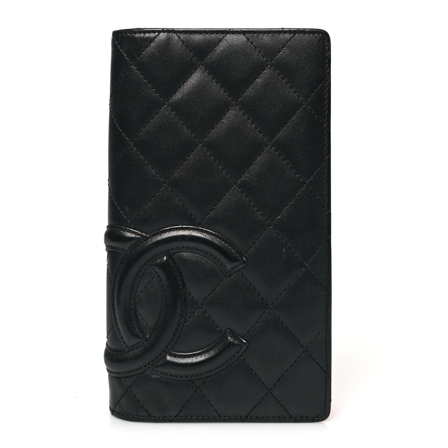 Calfskin Quilted Cambon Yen Wallet Black