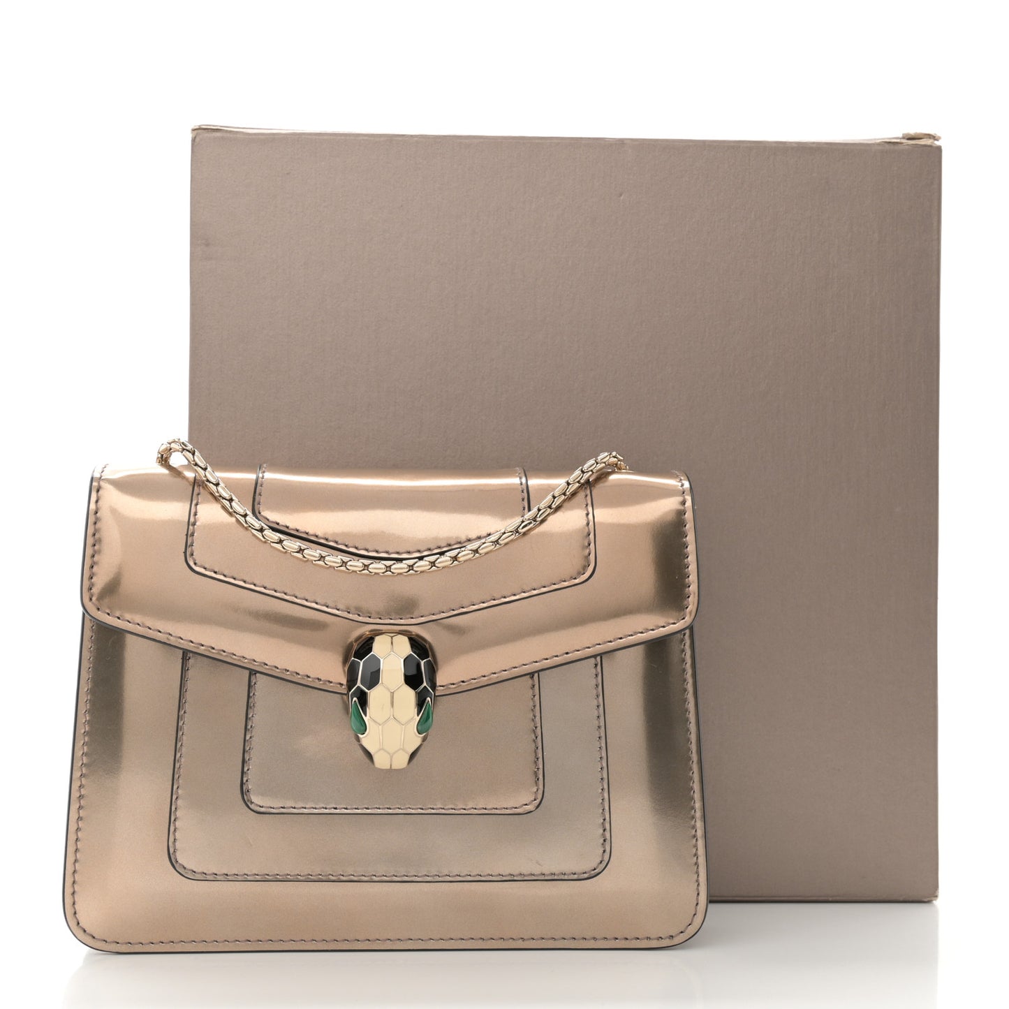 Metallic Calfskin Small Serpenti Forever Snake Strap Crossbody Bag Bronze