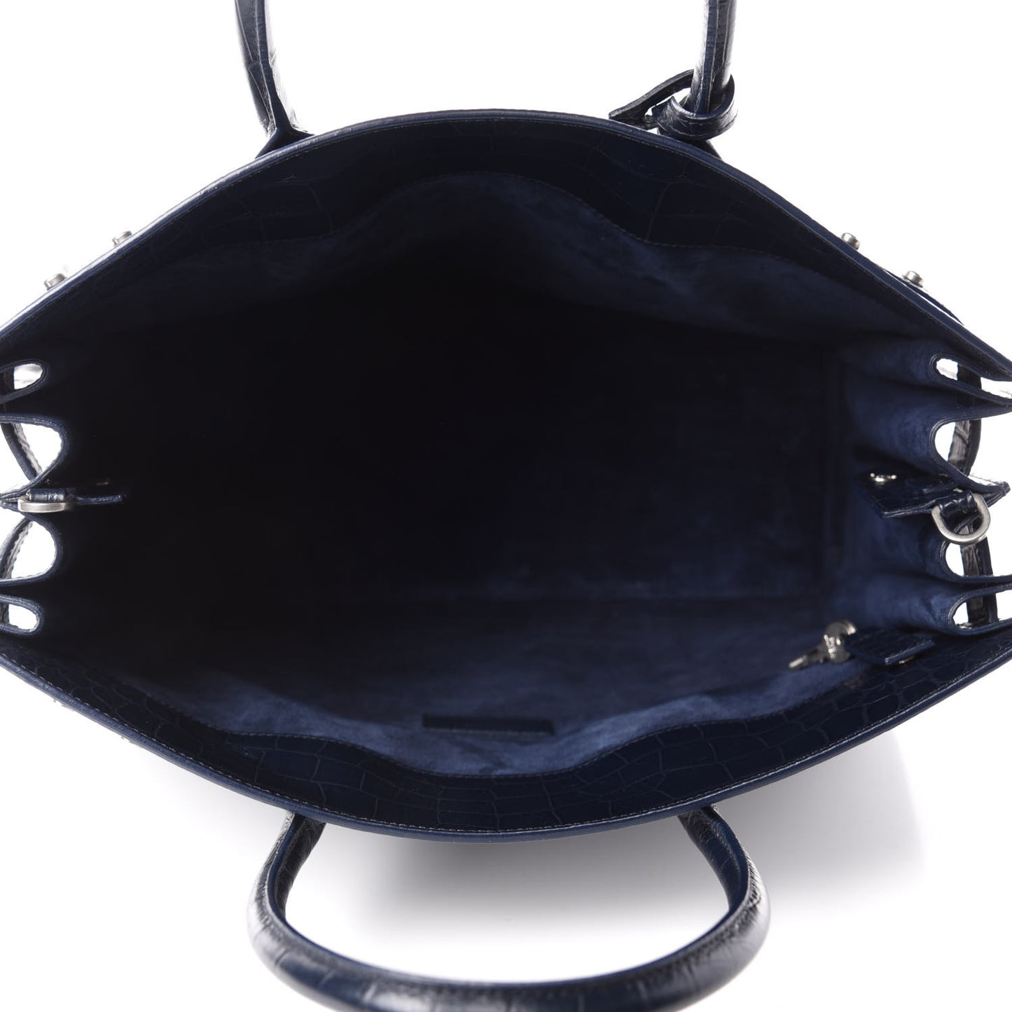 Calfskin Crocodile Embossed Medium Souple Sac De Jour Navy