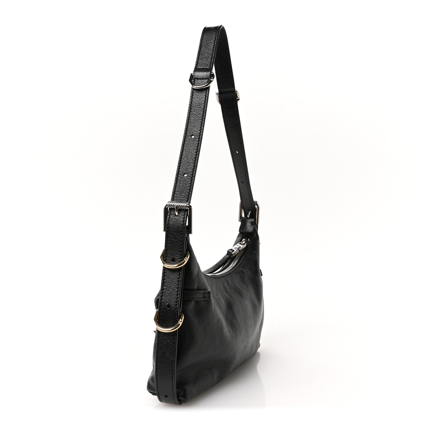 Tumbled Calfskin Mini Voyou Boyfriend Party Bag Black
