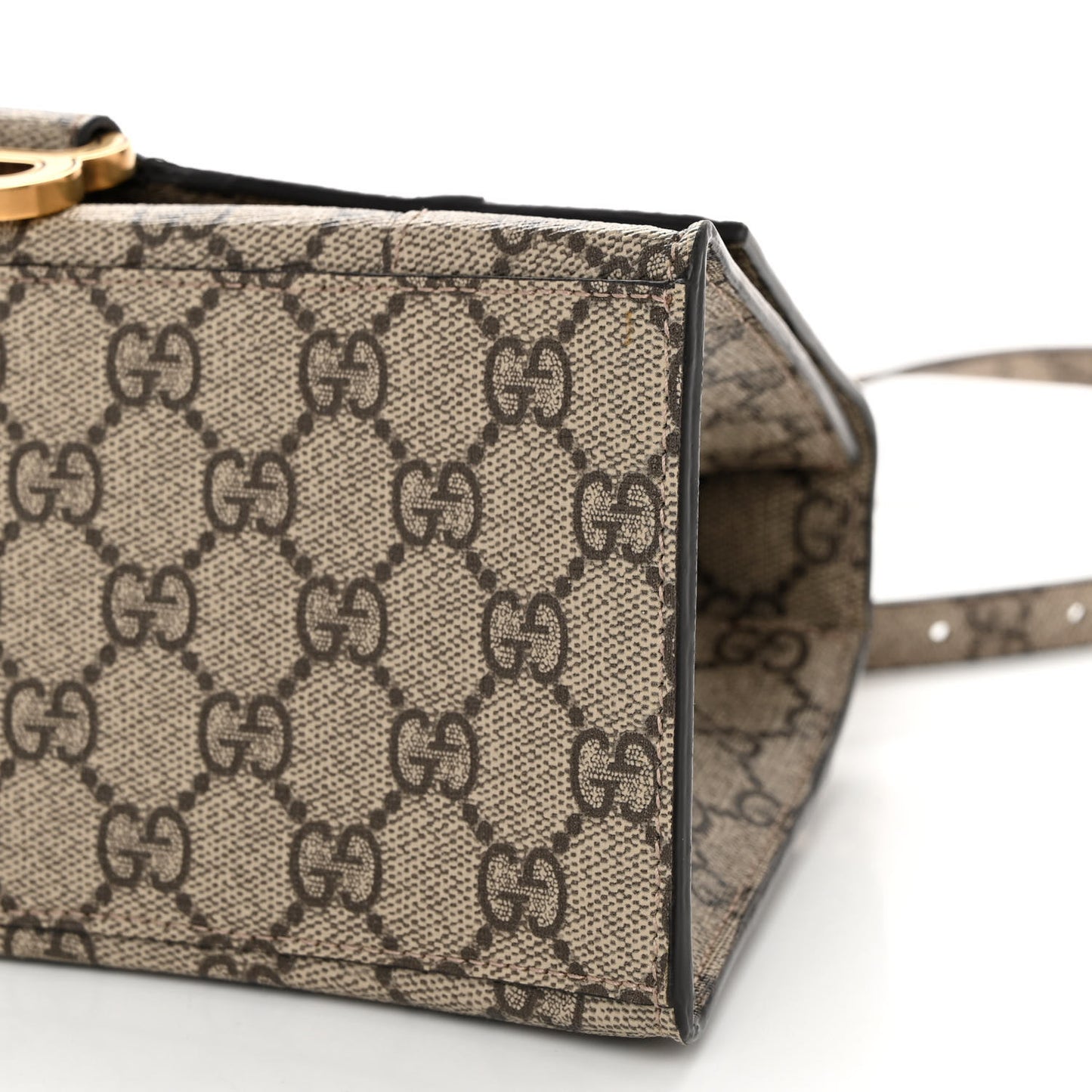 X GUCCI GG Supreme Monogram Small Hourglass Top Handle Bag Beige Ebony