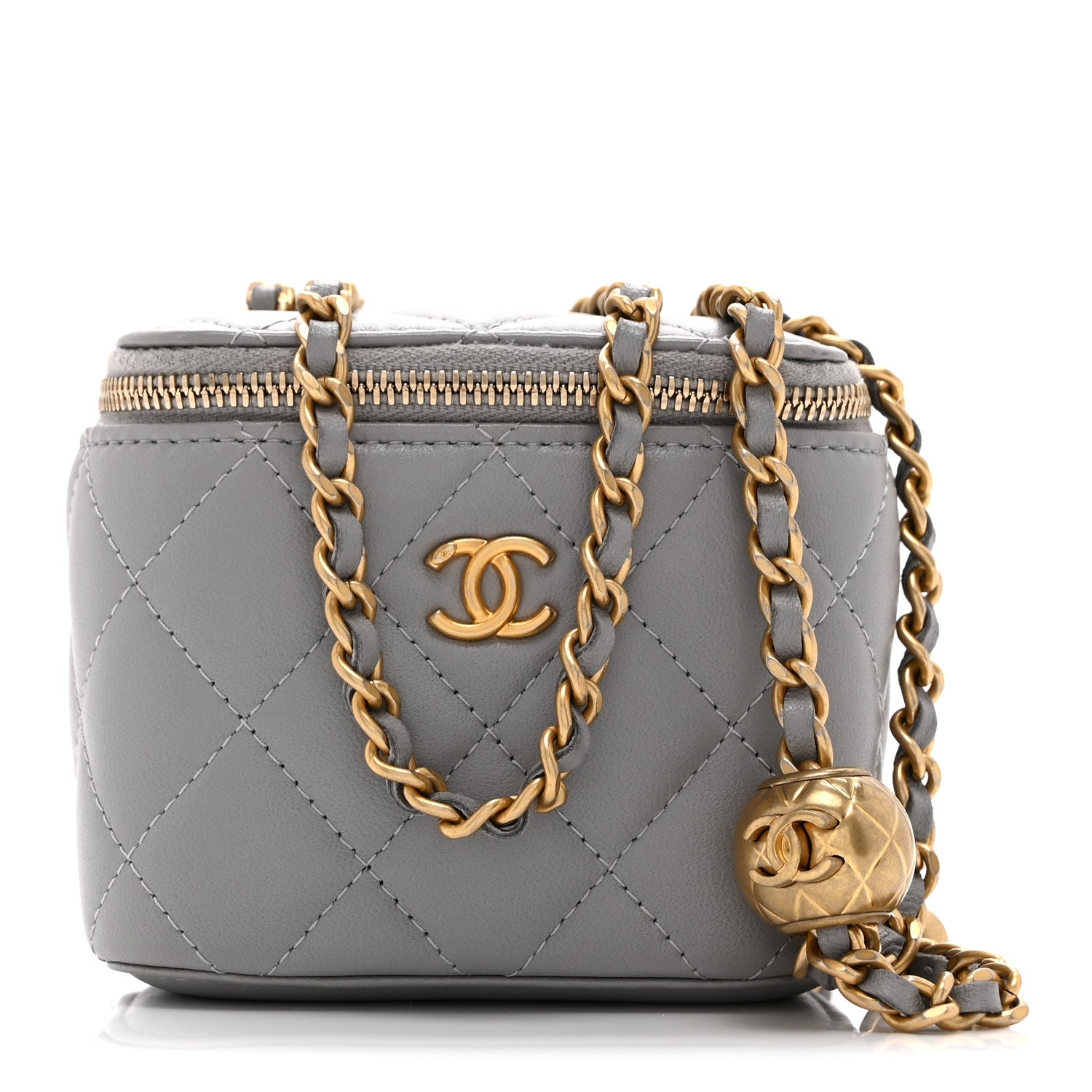 Chanel Lambskin Quilted Pearl Crush Mini Vanity Case With Chain