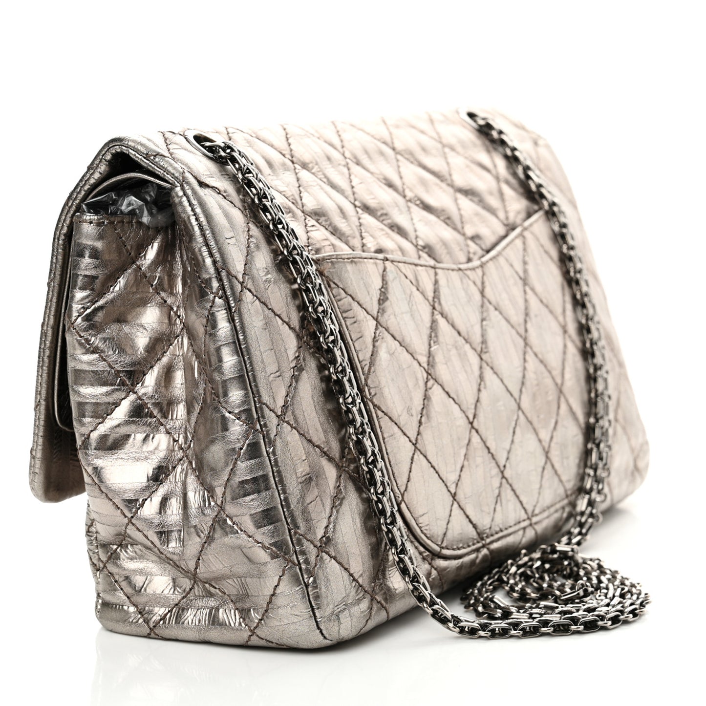 Metallic Calfskin Striped 2.55 Reissue 226 Flap Dark Silver