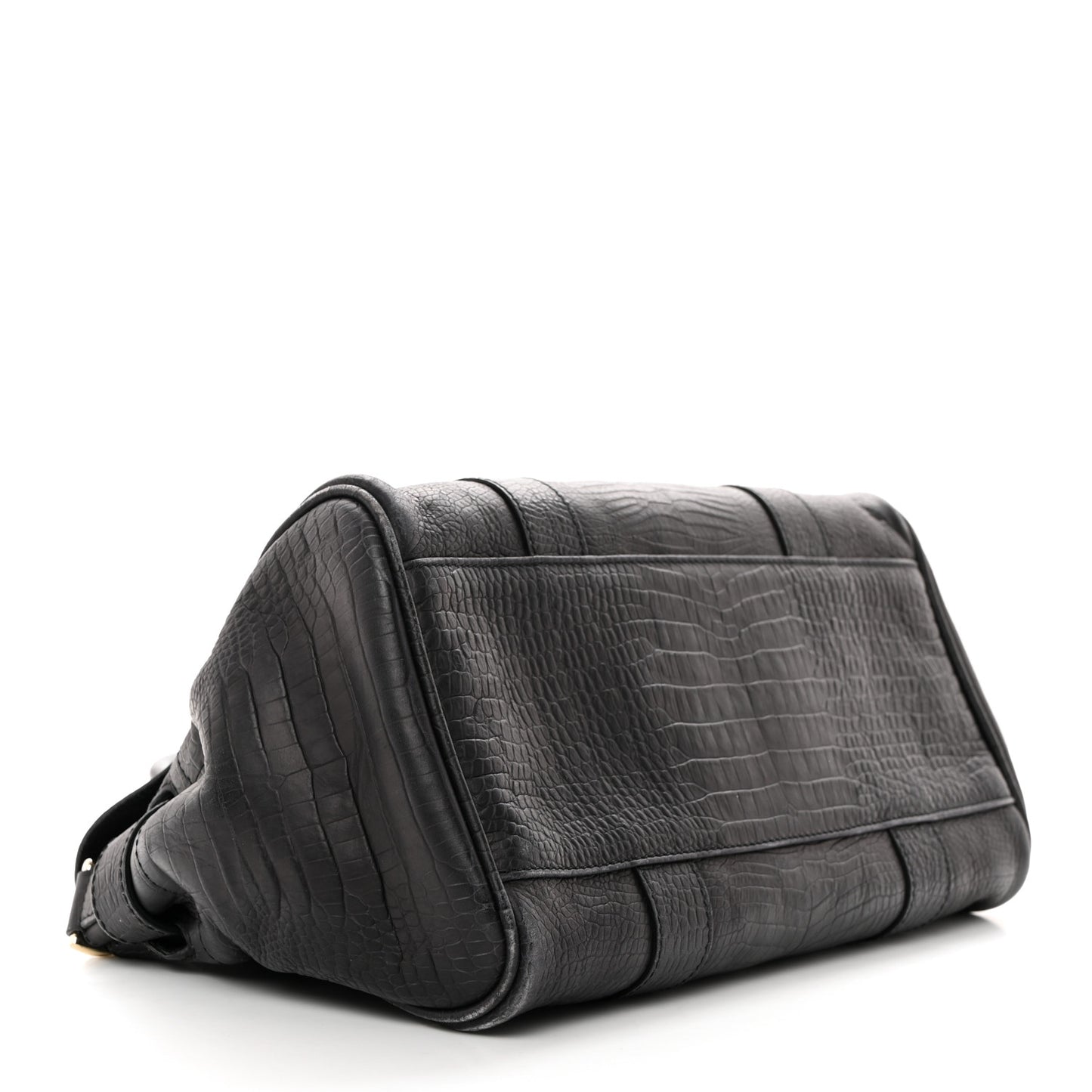 Calfskin Crocodile Embossed Small Bayswater Satchel Black