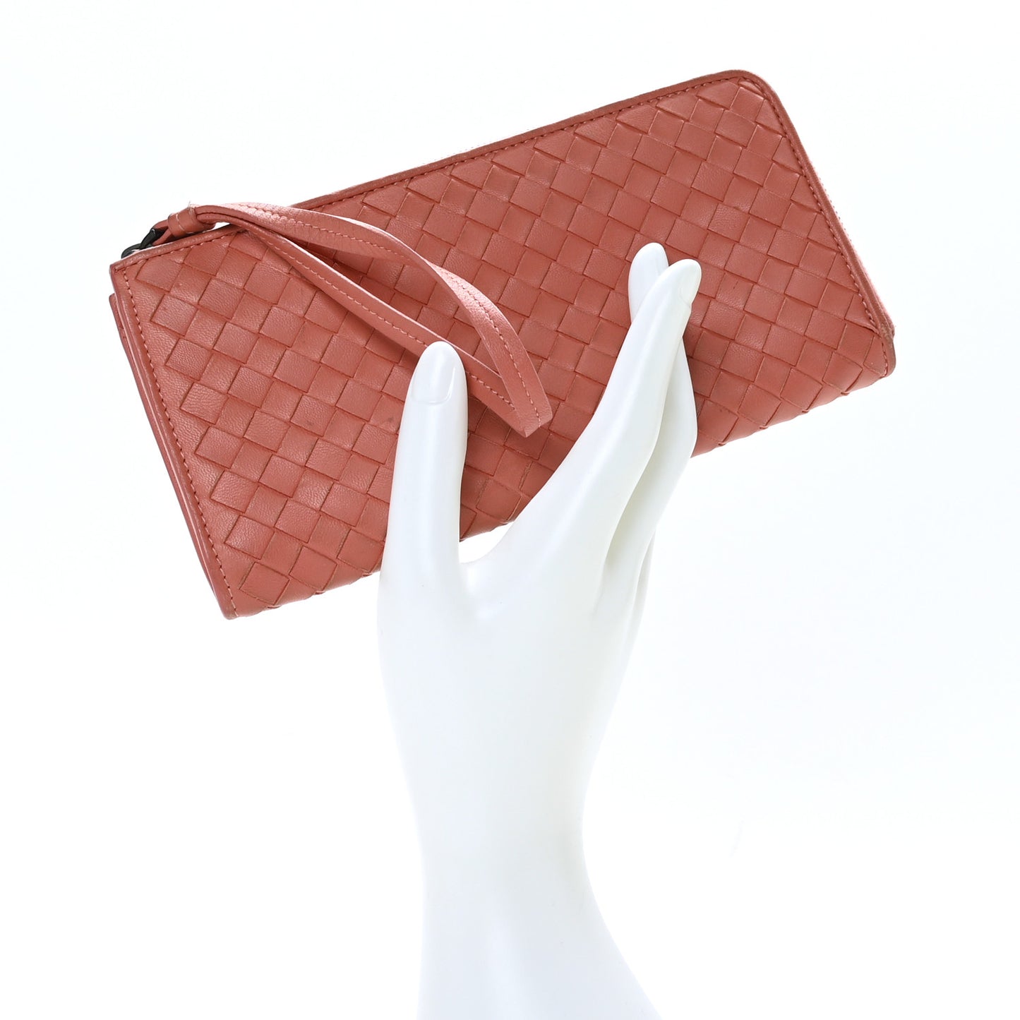 Nappa Intrecciato Half Zip Around Wallet Pompei