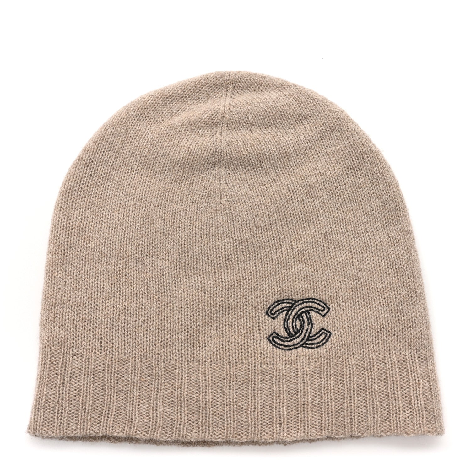 Chanel Cashmere CC Beanie Hat Beige Black 1590218 – FASHIONPHILE