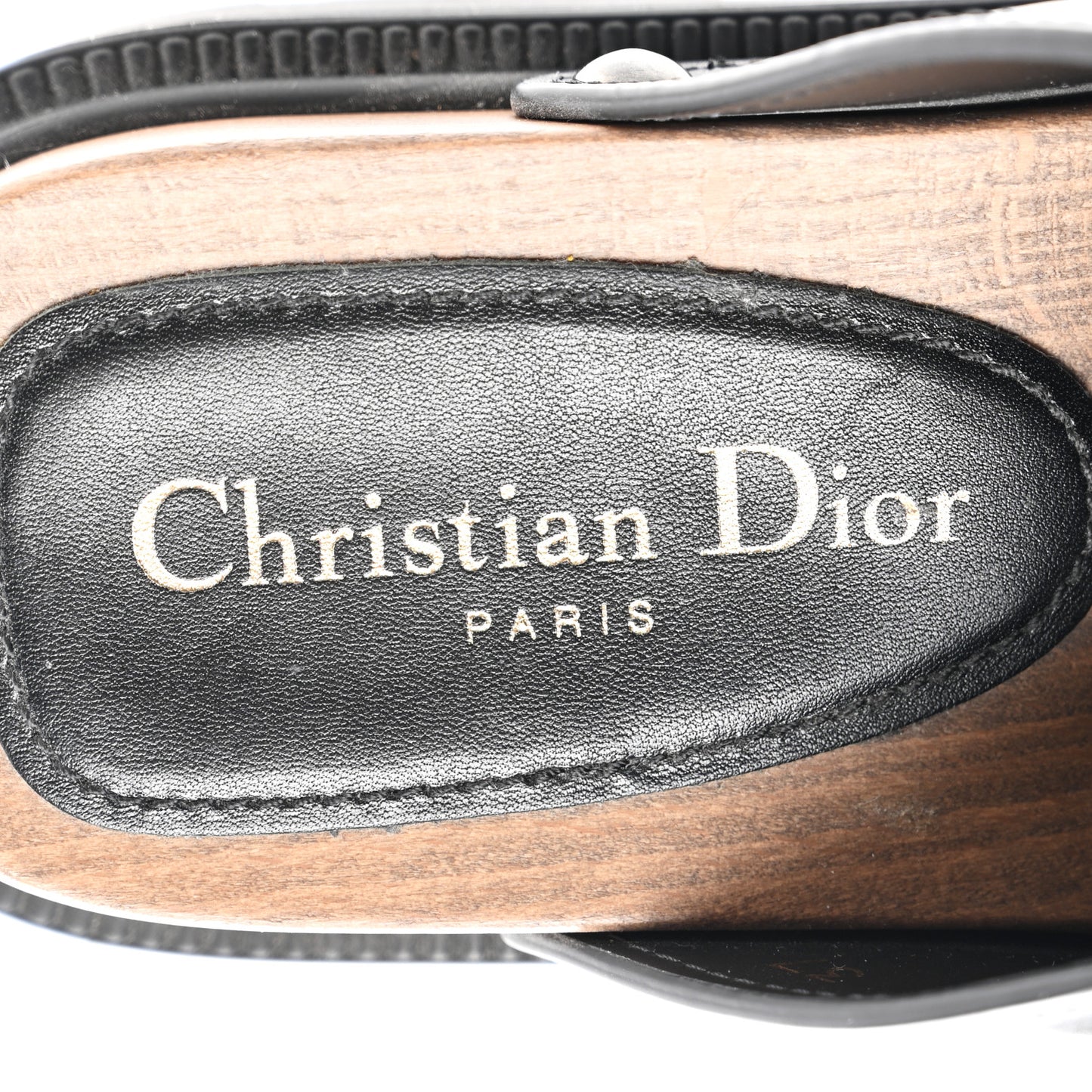 Calfskin Diorquake Buckled Lug Sole 15mm Clogs 37 Black